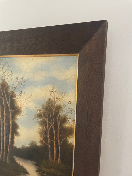 Antique Painting In Oak Frame
