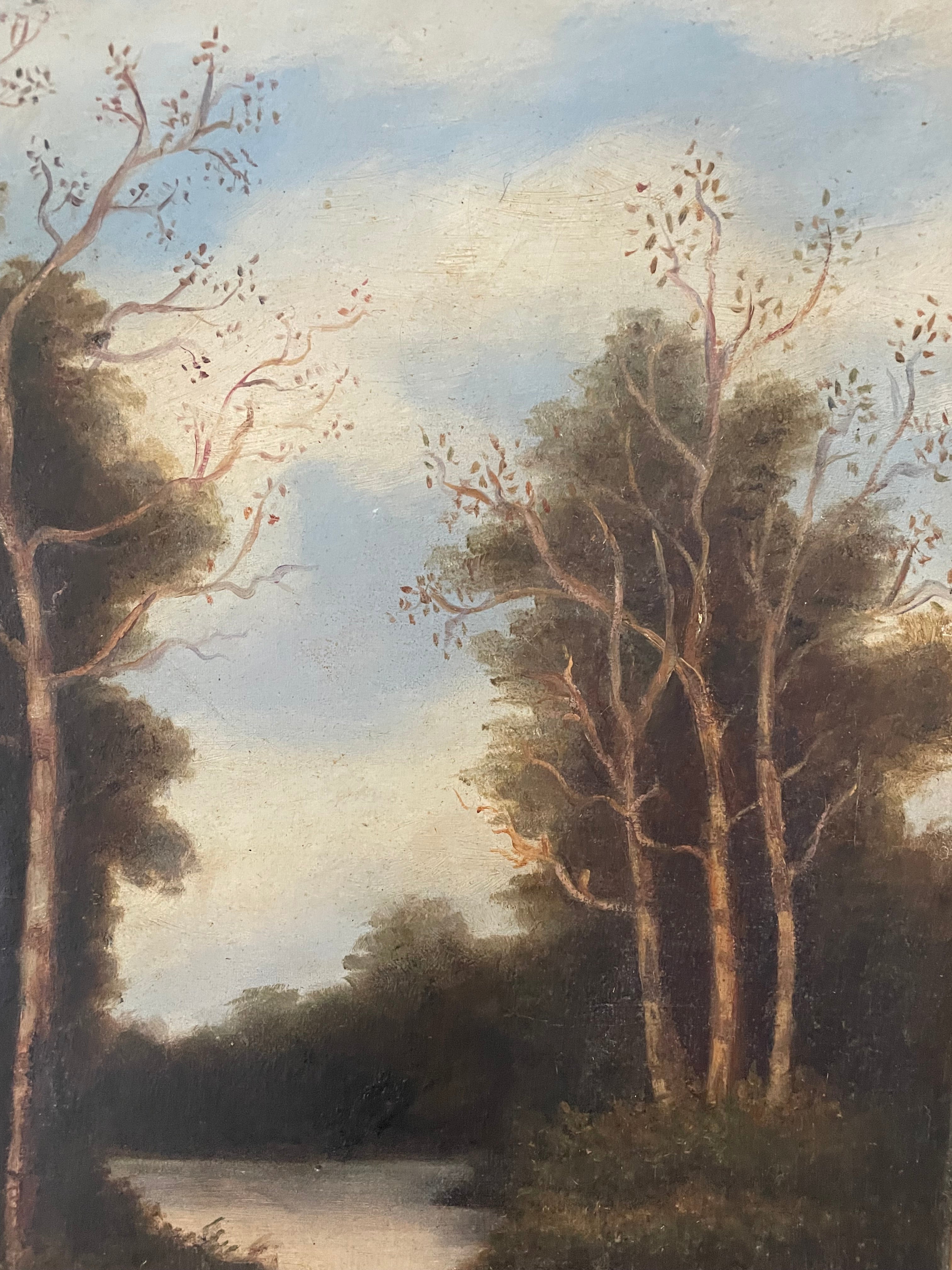 Antique Painting In Oak Frame