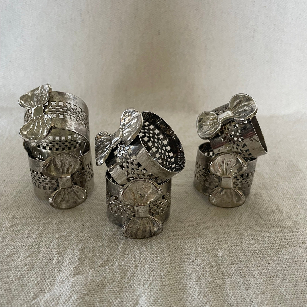 Vintage Silver Plated Bow Napkin Rings