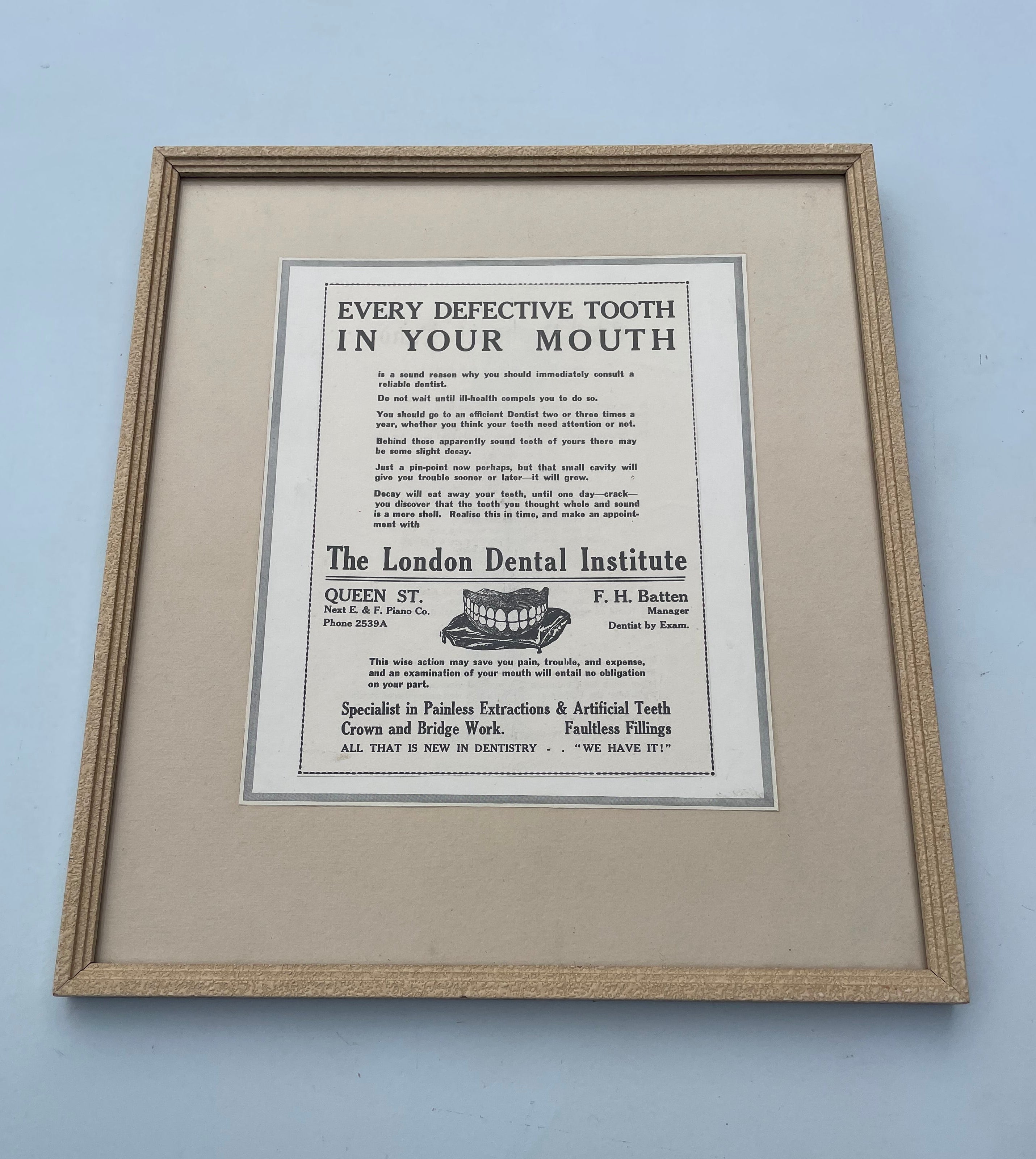 Antique Dentist Advert