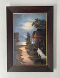 Large Antique Moon Painting In Oak Frame