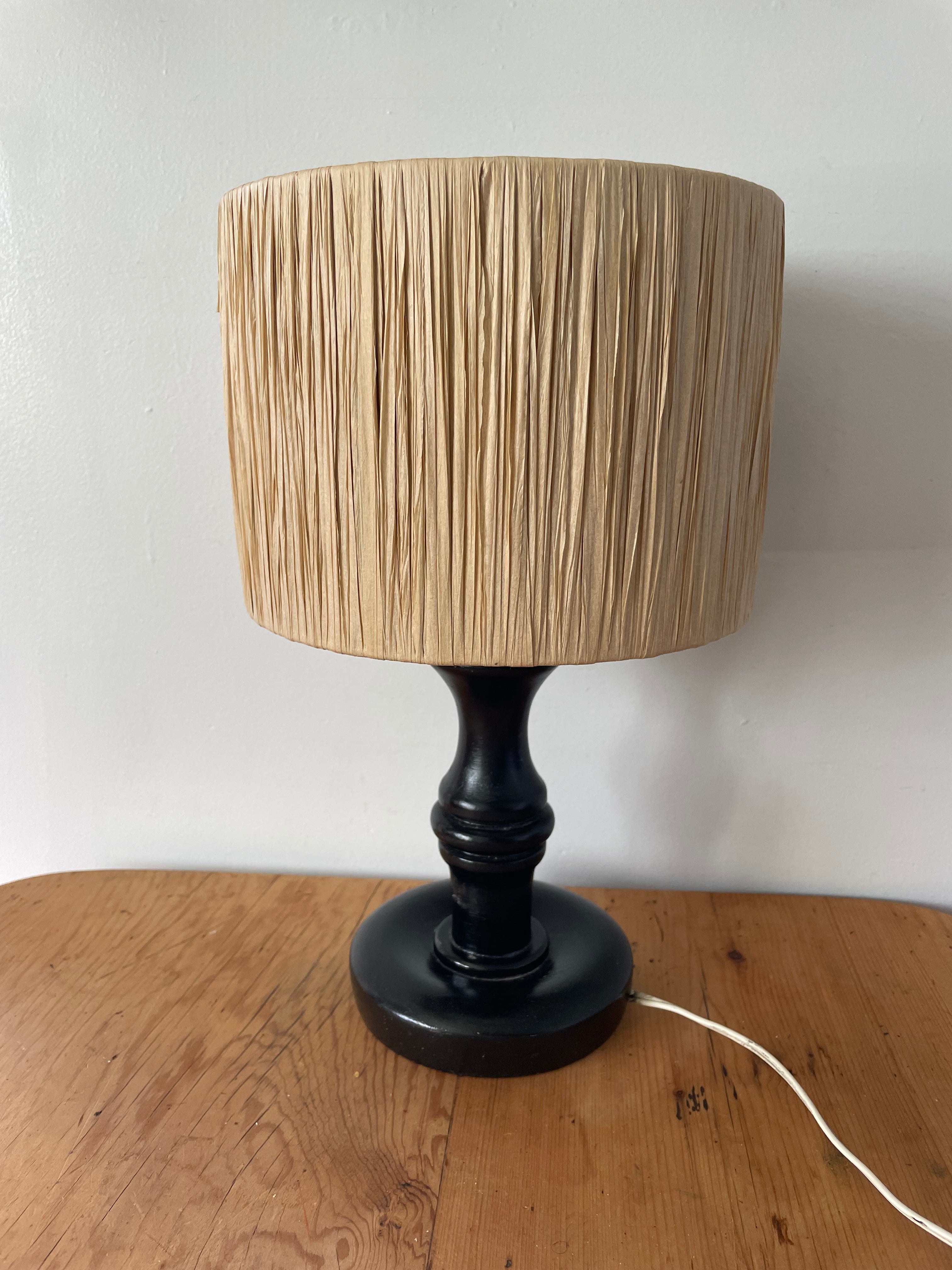 Vintage Lamp With Raffia Shade