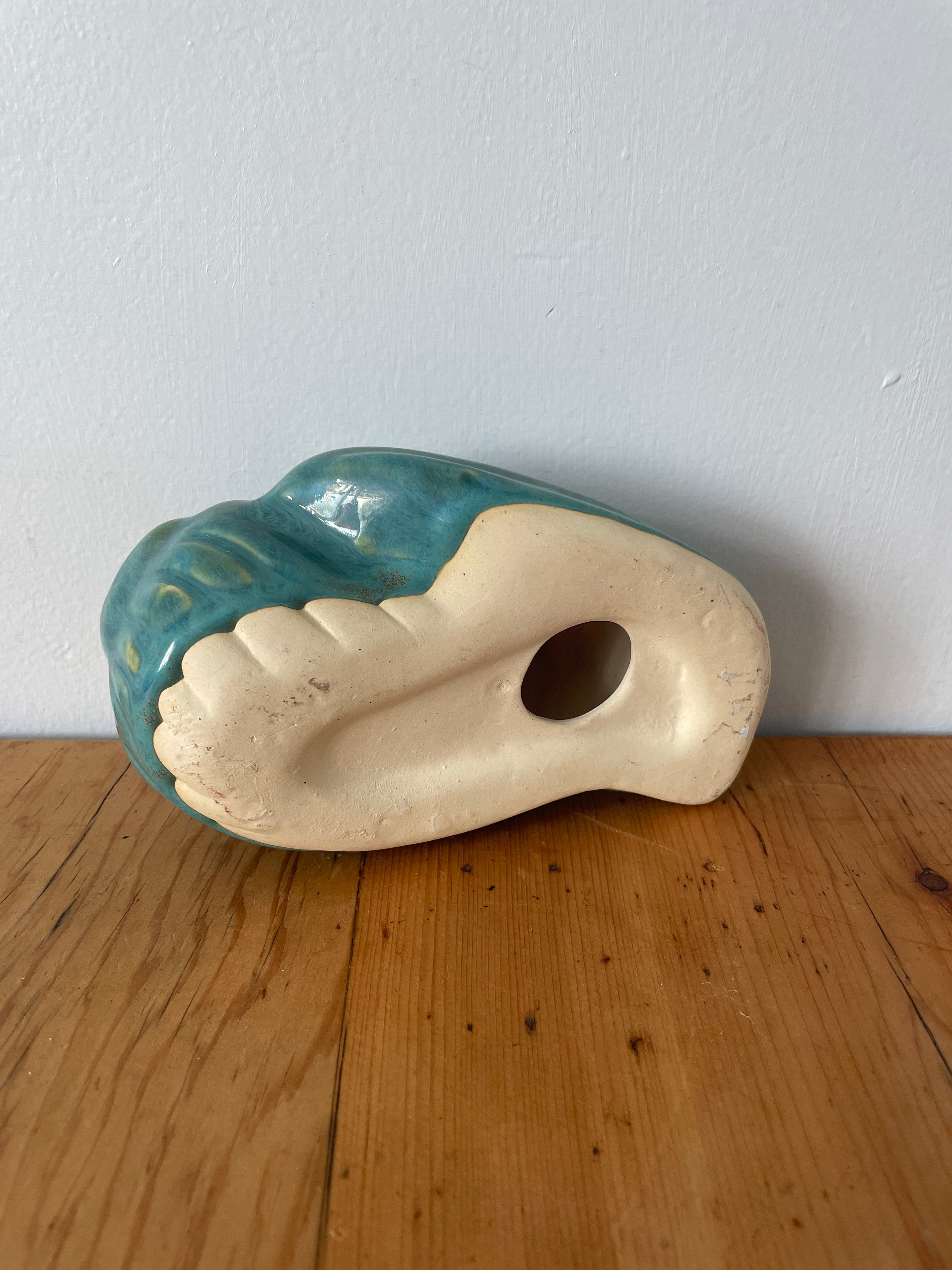 Green Glazed Pottery Shell