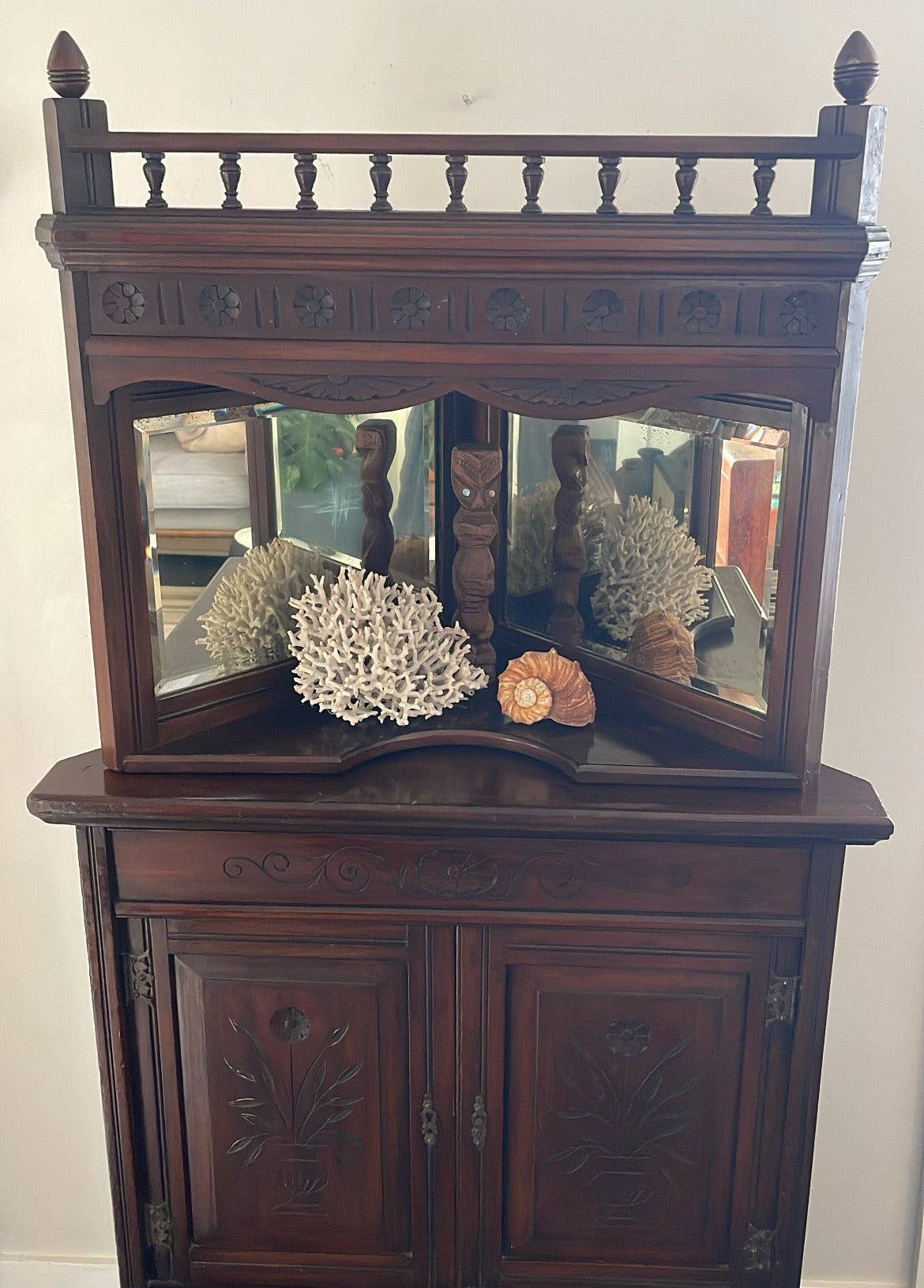 Antique Carved Corner Cabinet