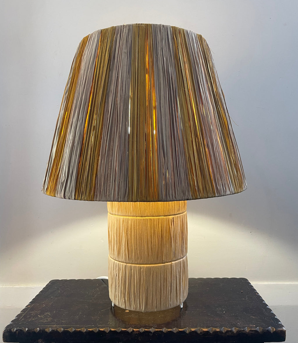 Mustard Stripe Raffia Lamp