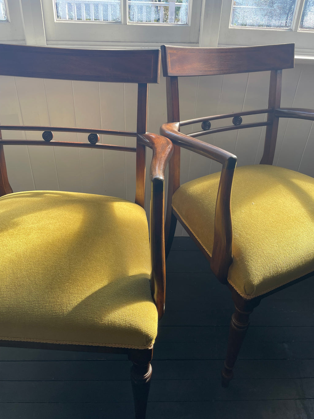 Antique Regency Carver Chair Pair