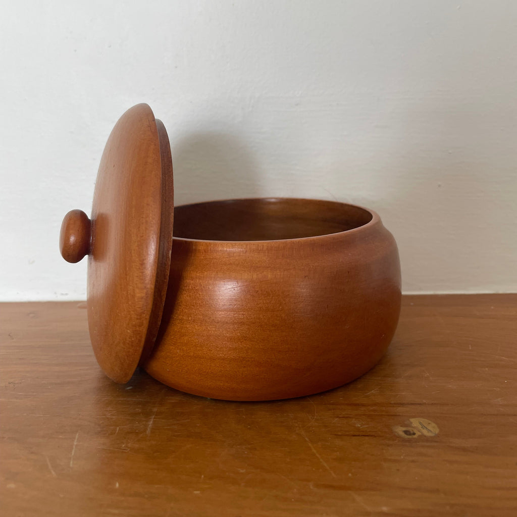 Round Wooden Lidded Vessel