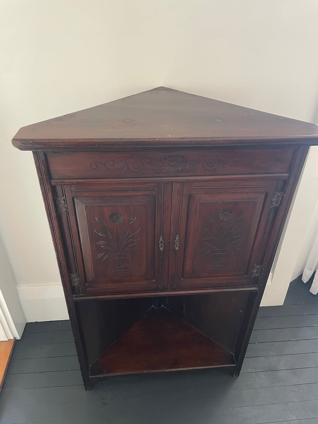 Antique Carved Corner Cabinet