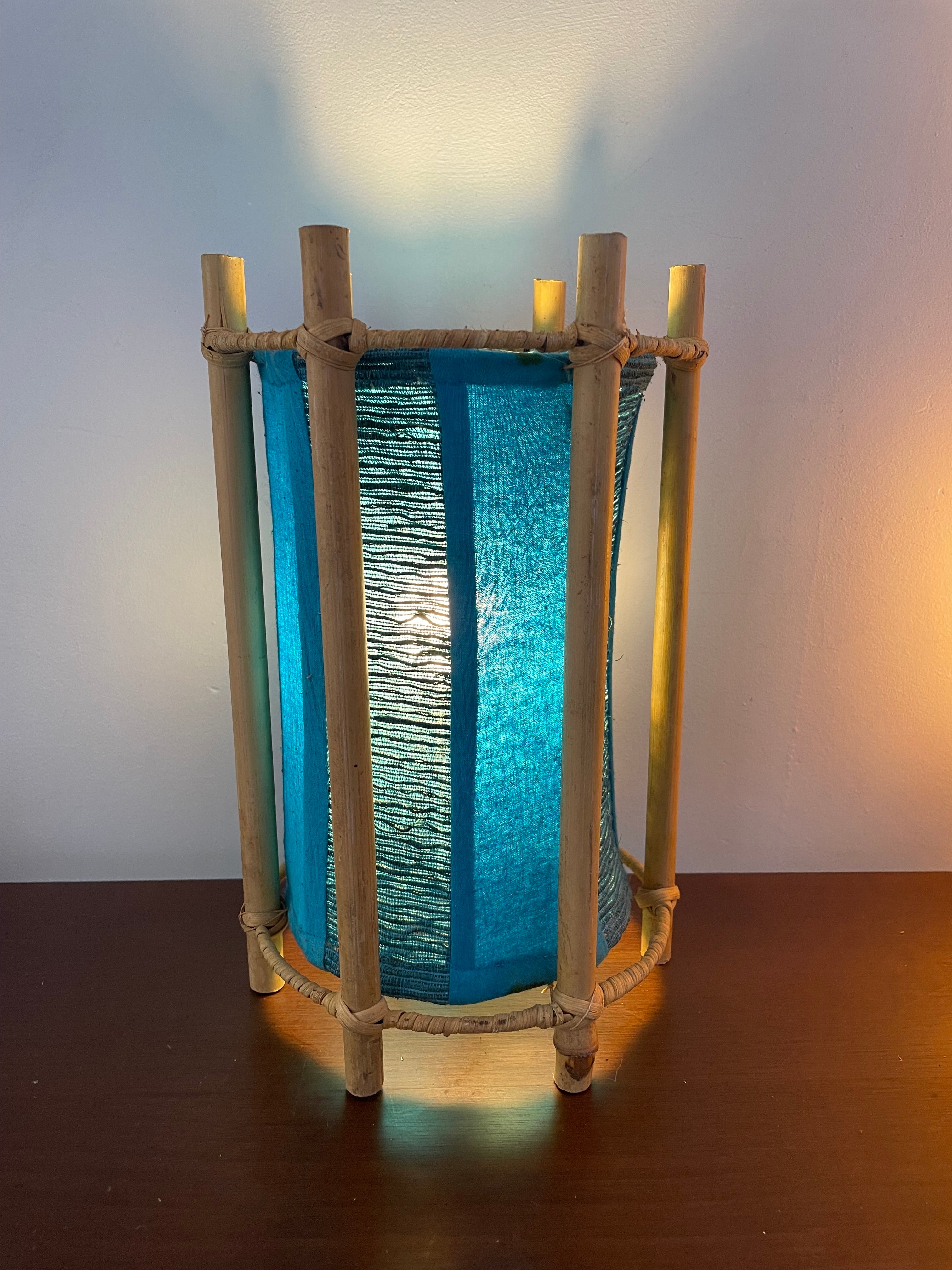 Blue Stripe Bamboo Lamp