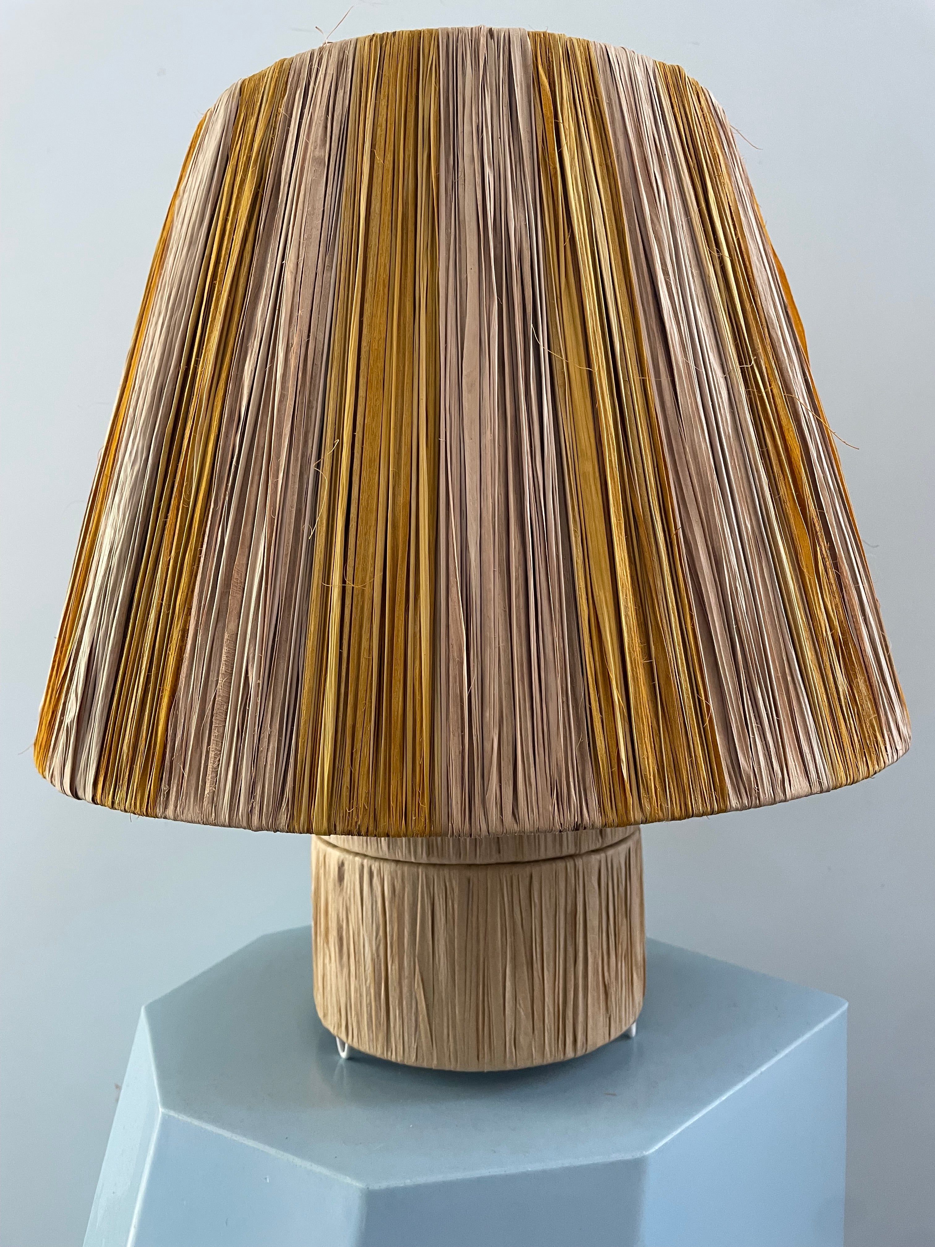 Mustard Stripe Raffia Lamp