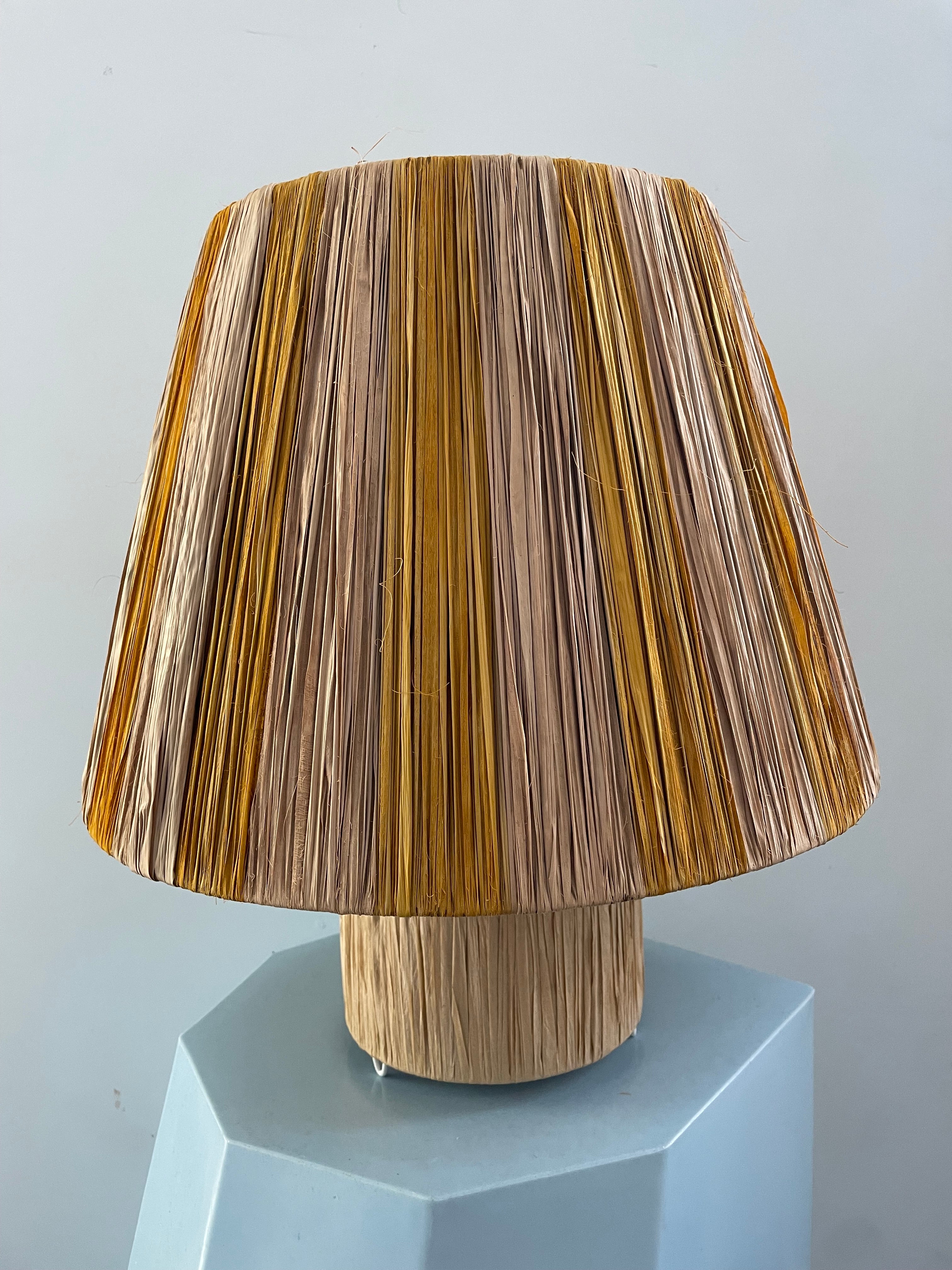 Mustard Stripe Raffia Lamp
