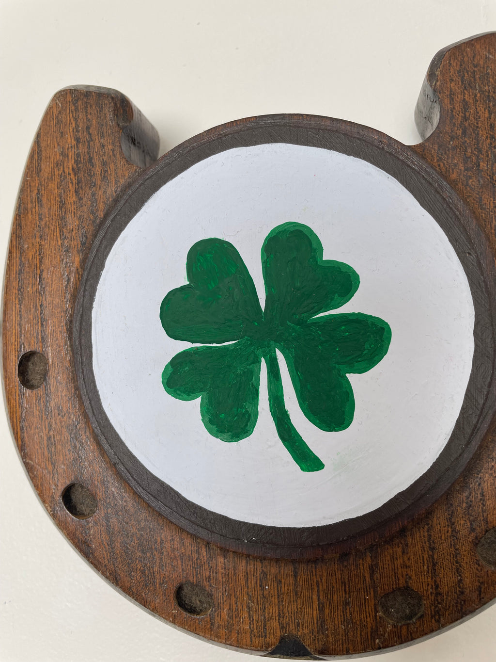 Wooden Horse Shoe And Four Leaf Clover