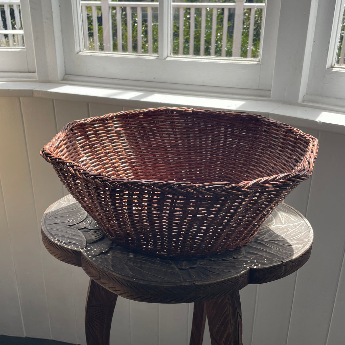 Vintage Wavy Rattan Basket