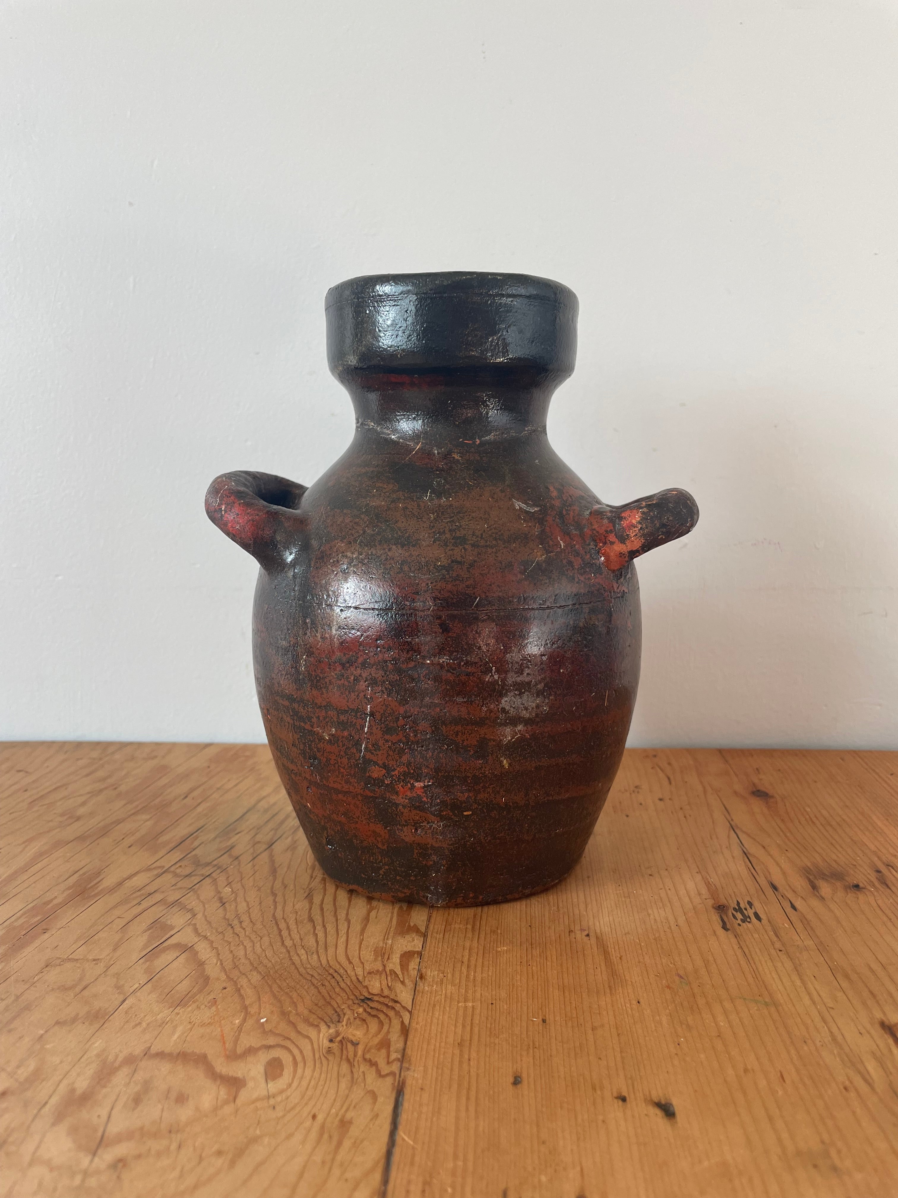 Pottery Vessel With Handles