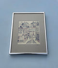 Vintage Striped And Checkered Buildings Print