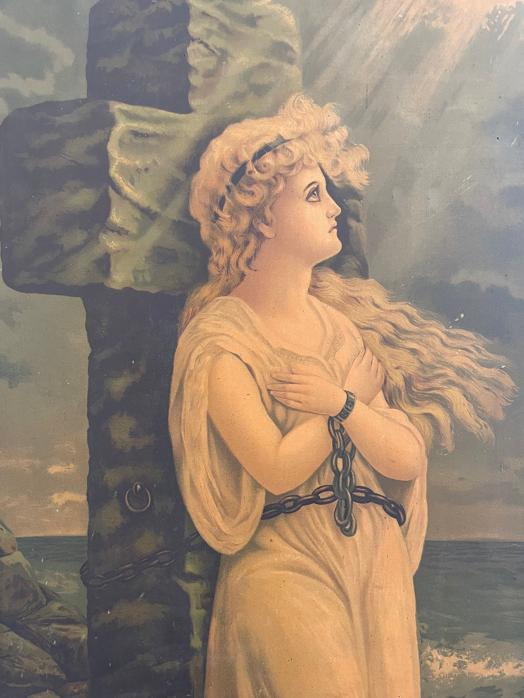 Vintage Woman On Cross Print