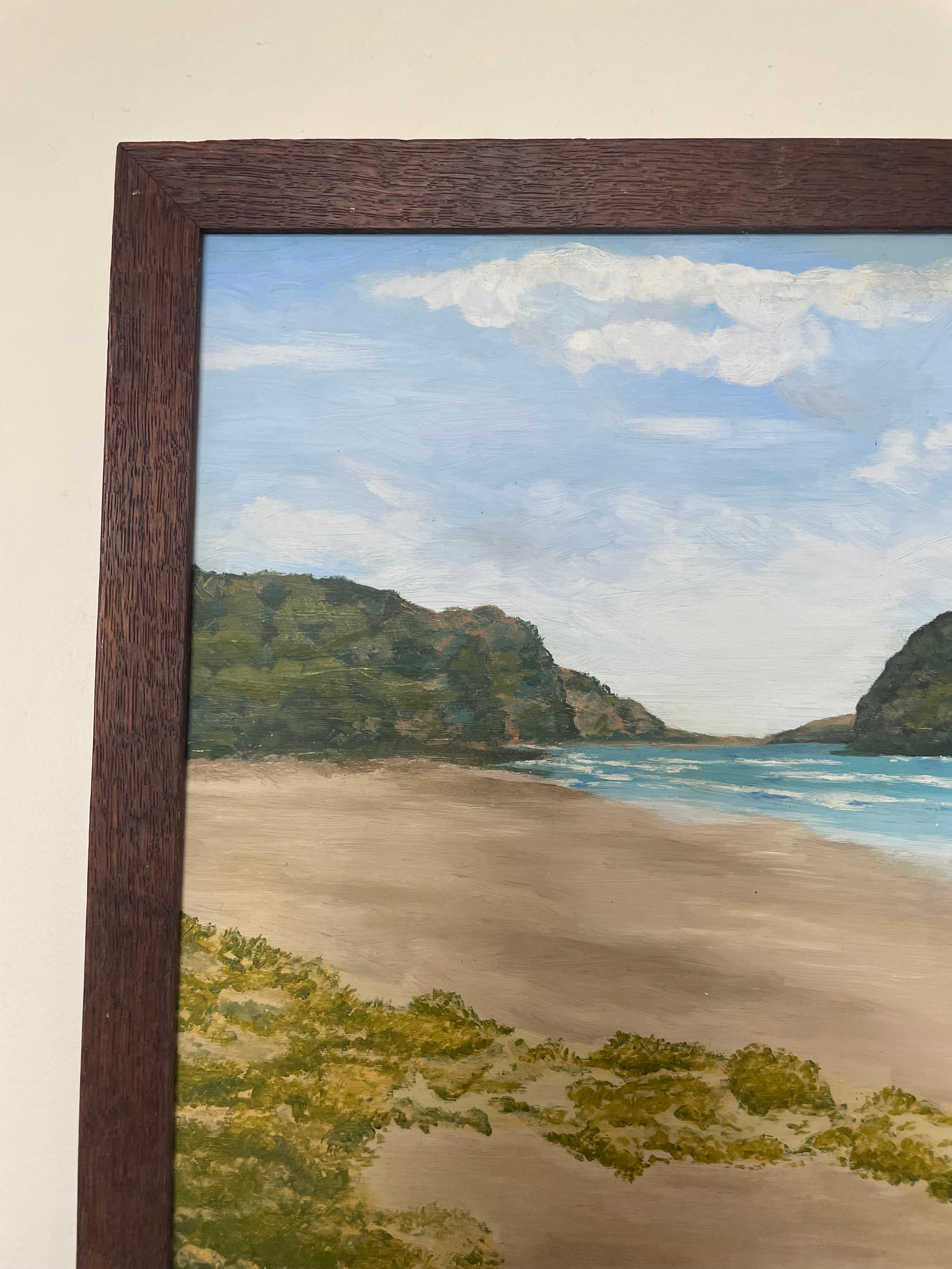 Beach Painting With Oak Frame