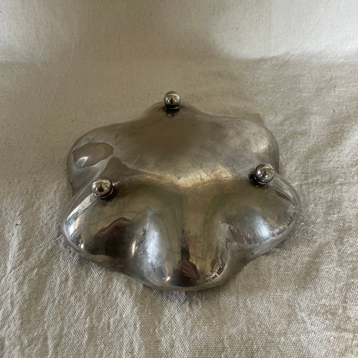 Vintage Wavy Ball Footed Dish