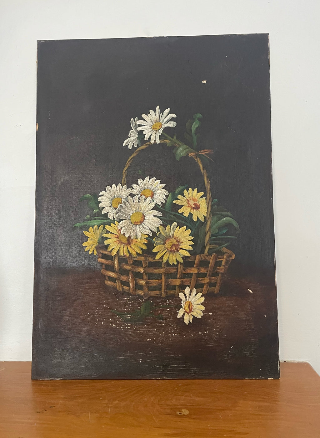 Antique Painting Sunflowers 1926