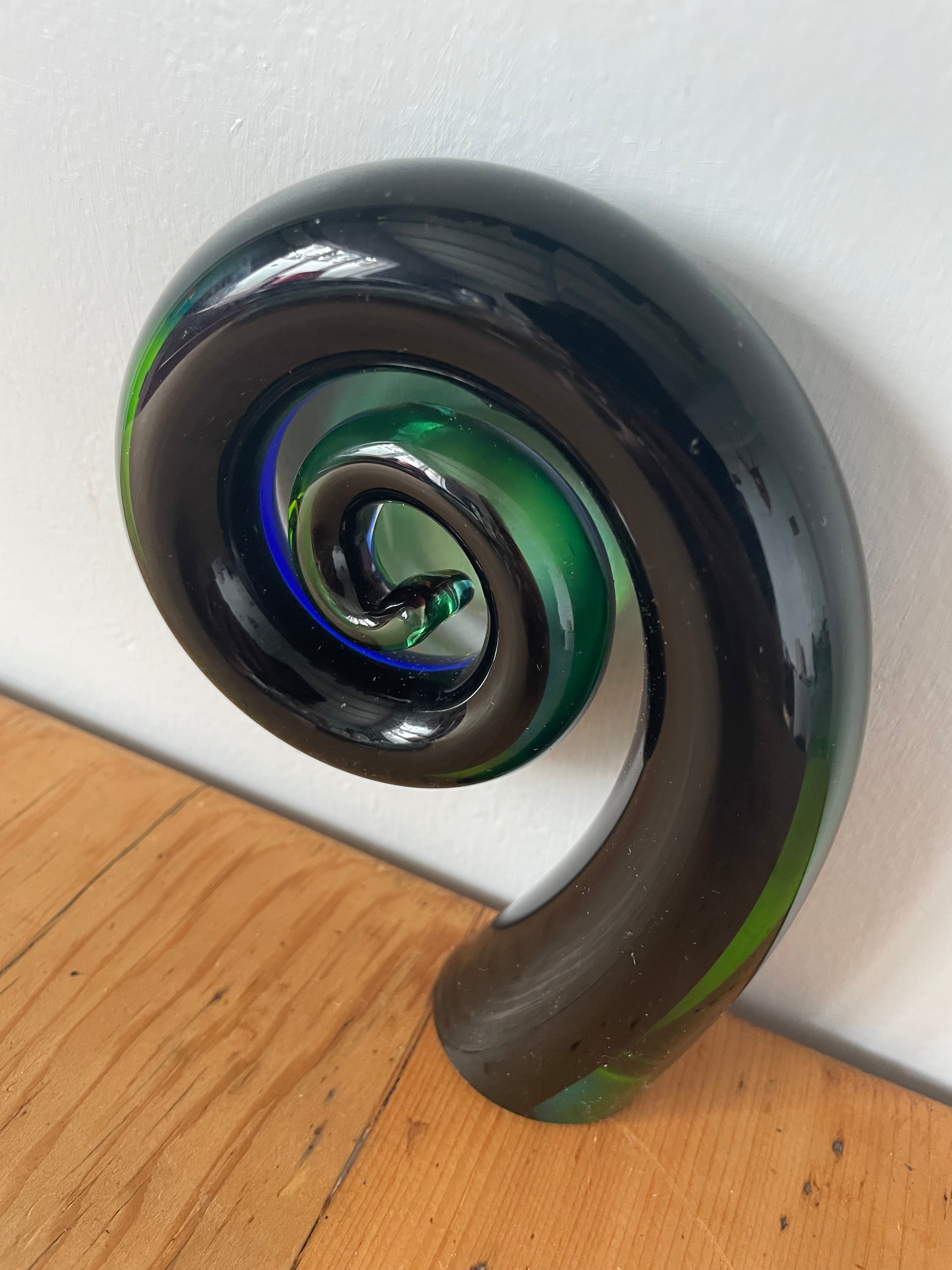 Handblown Glass Koru Paperweight