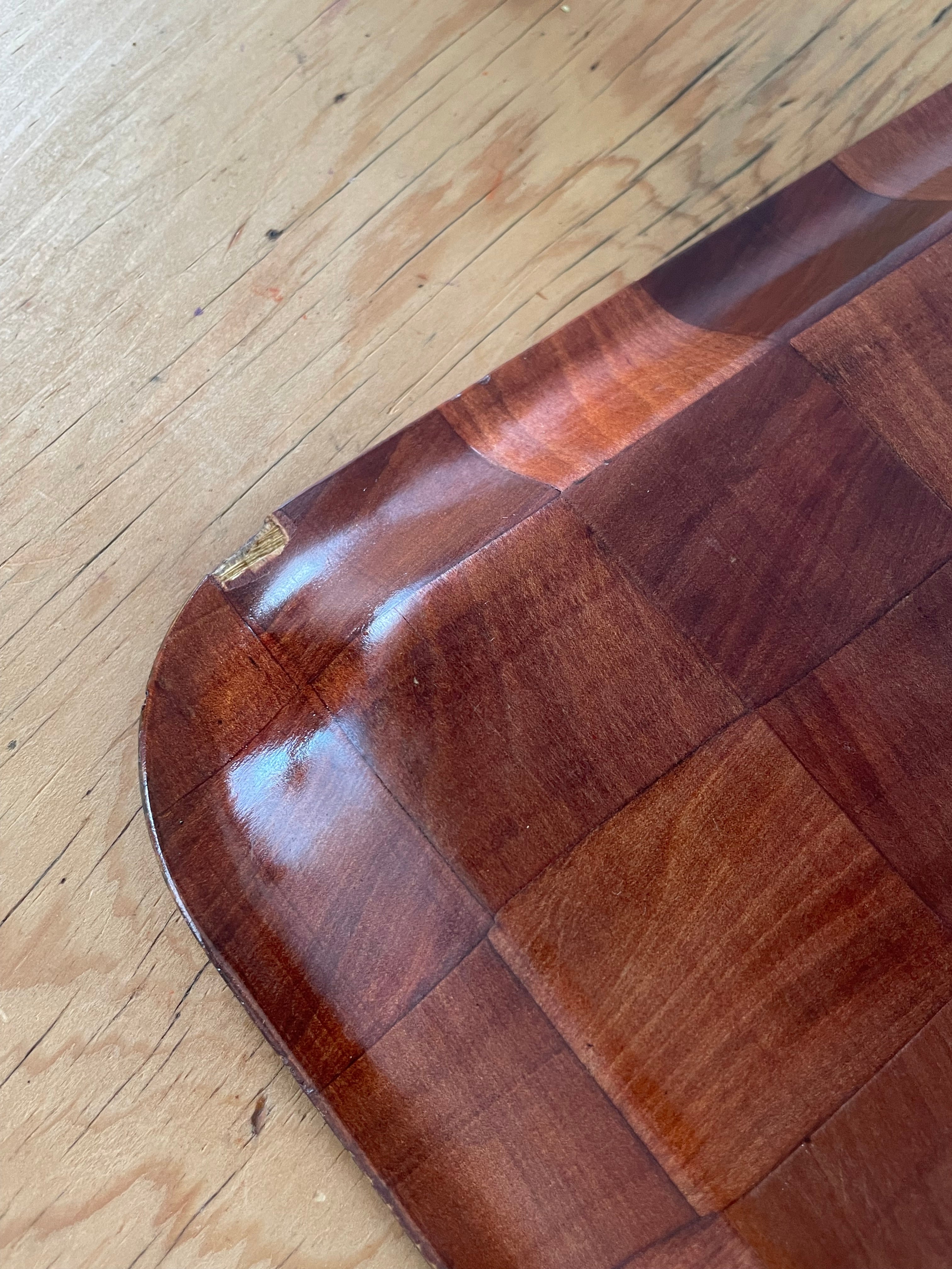 Vintage Checkered Bamboo Tray