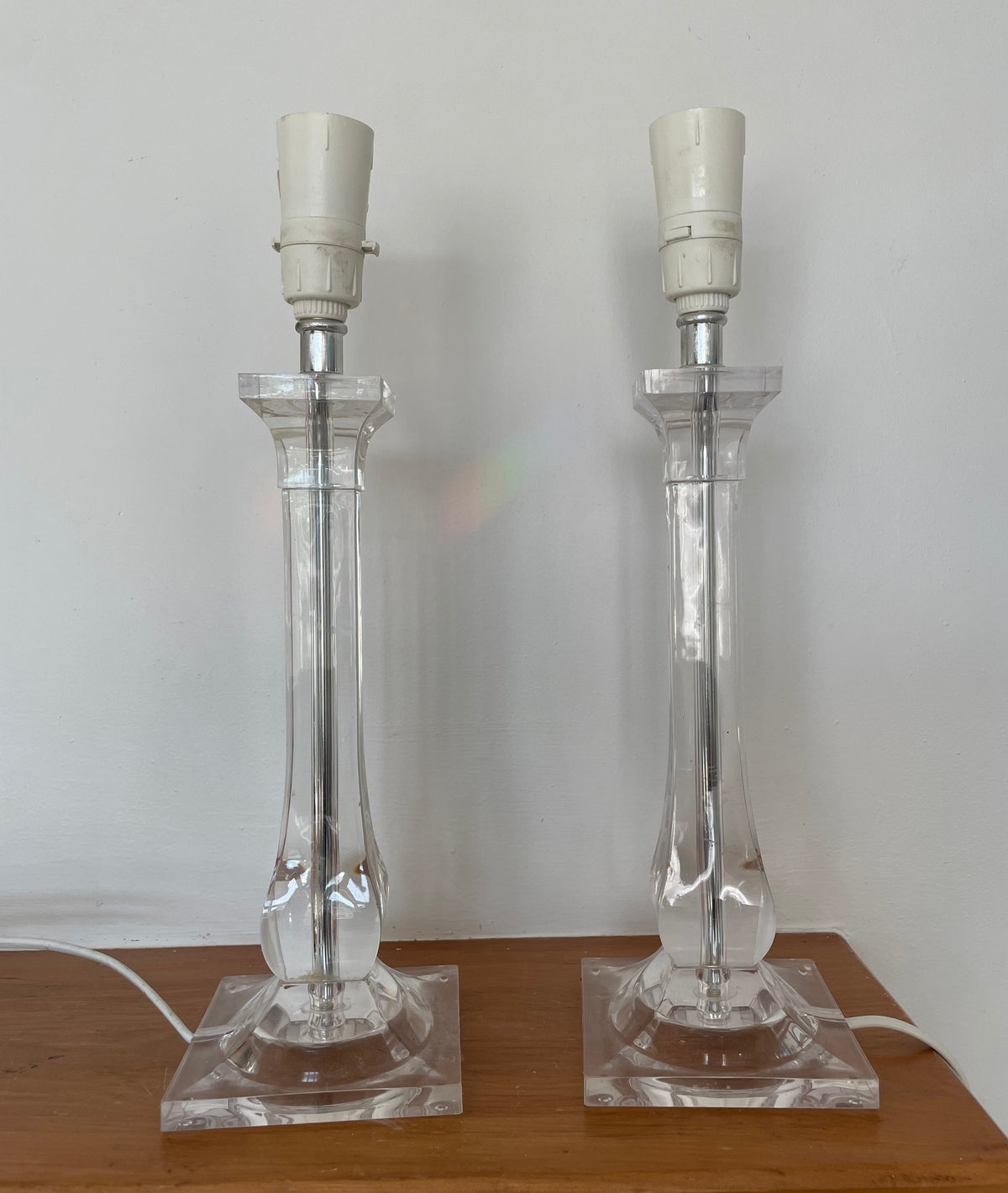 Mid Century Style Clear Lucite Lamps