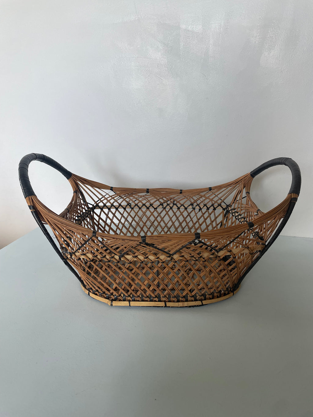 Large Vintage Open Weave Wicker Basket