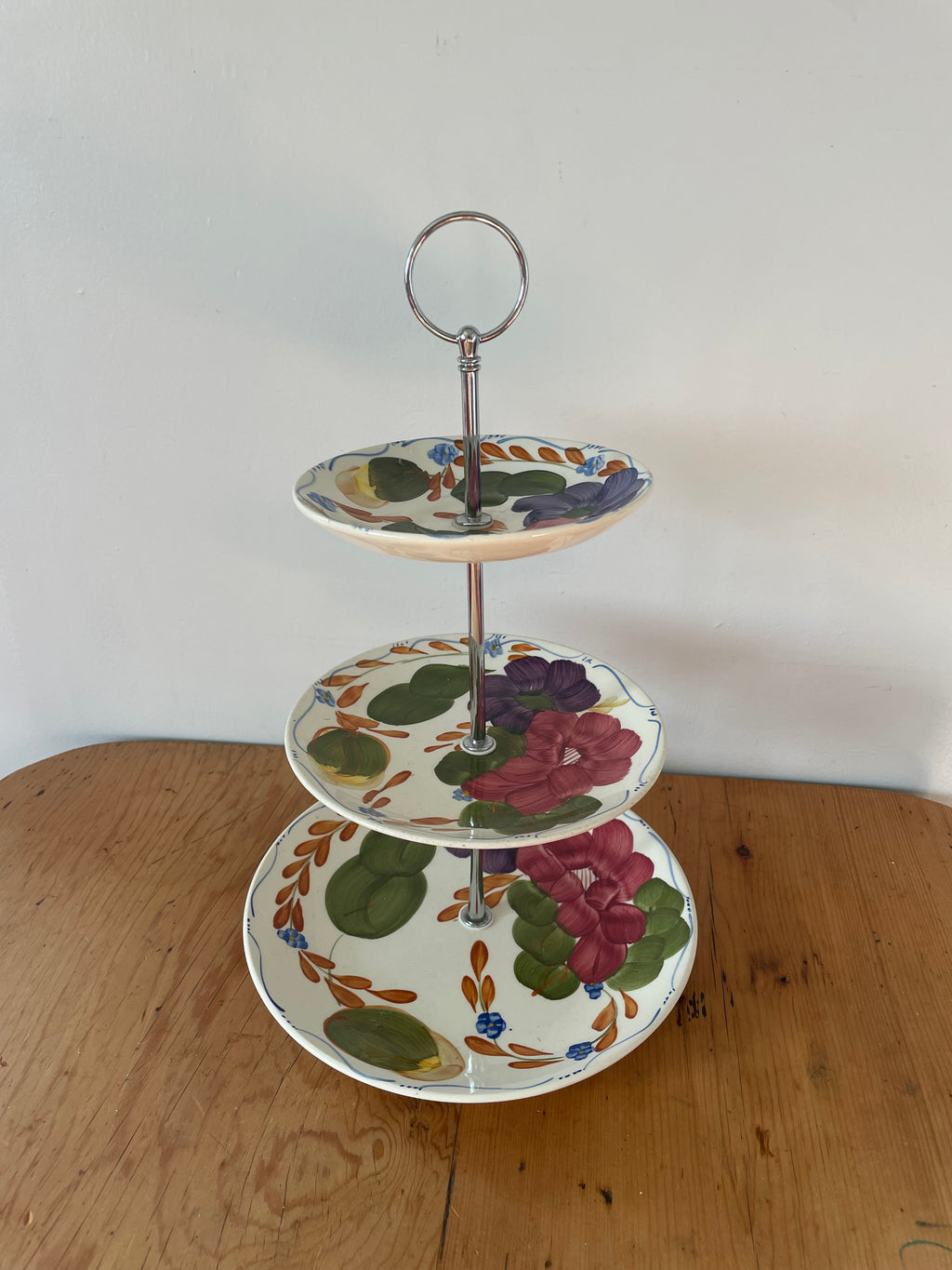 Handmade Crown Lynn Fleurette Cupcake Stand