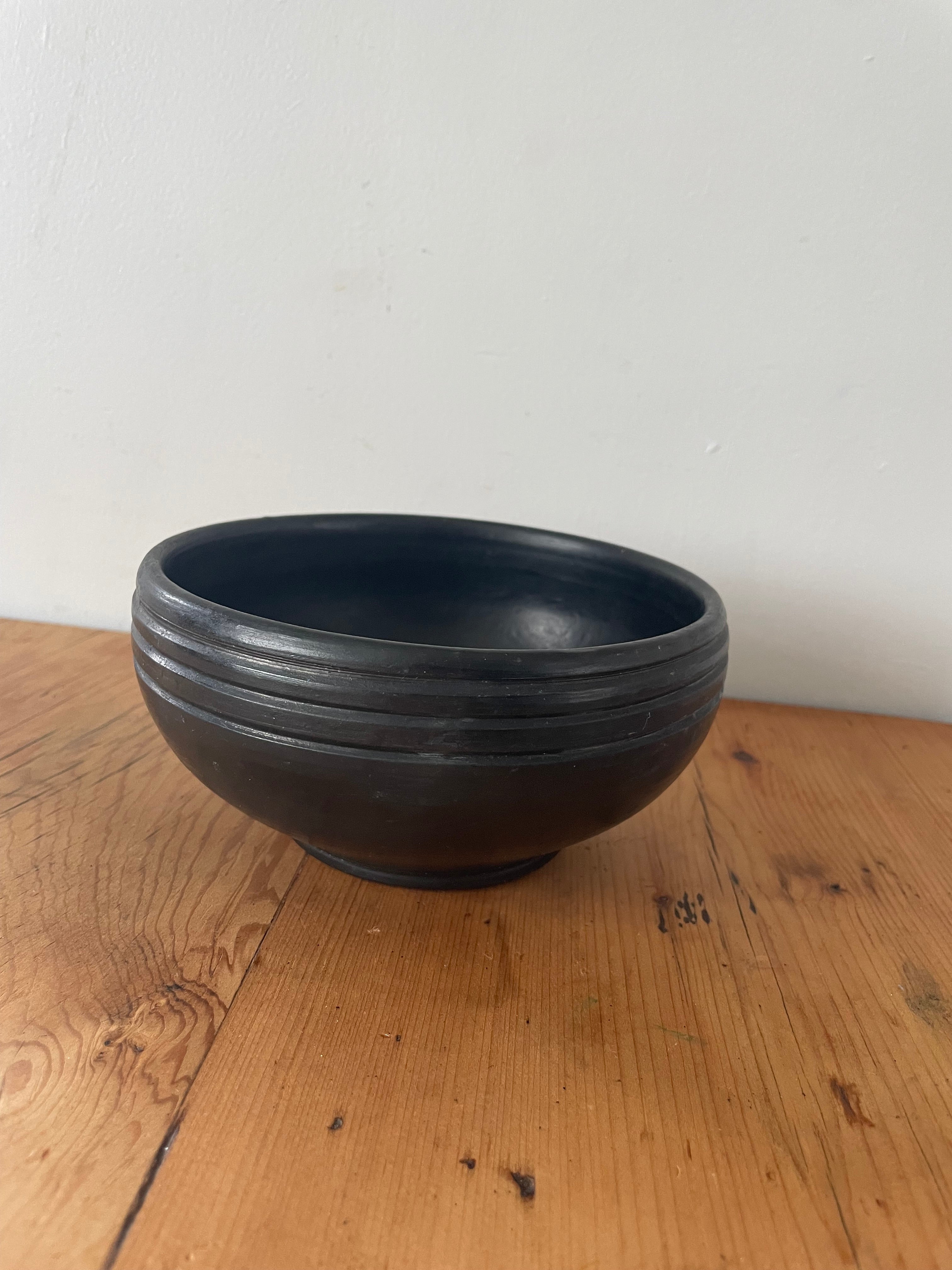 Glossy Black Pottery Bowl