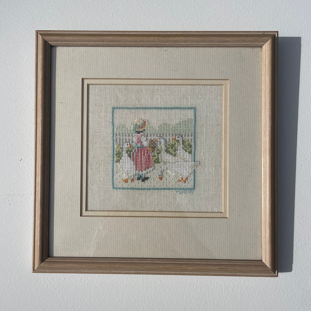Girl With Geese Cross Stitch