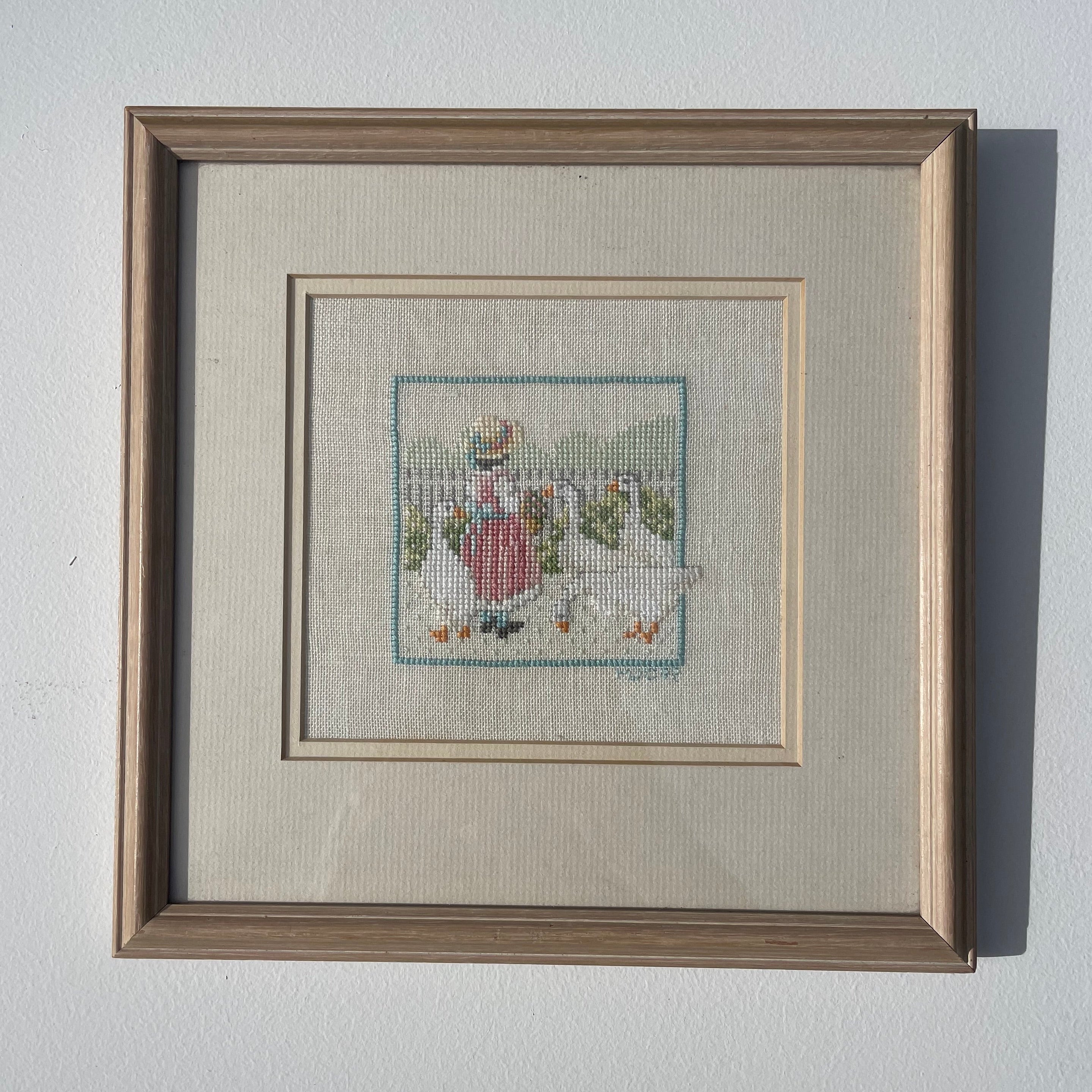 Girl With Geese Cross Stitch