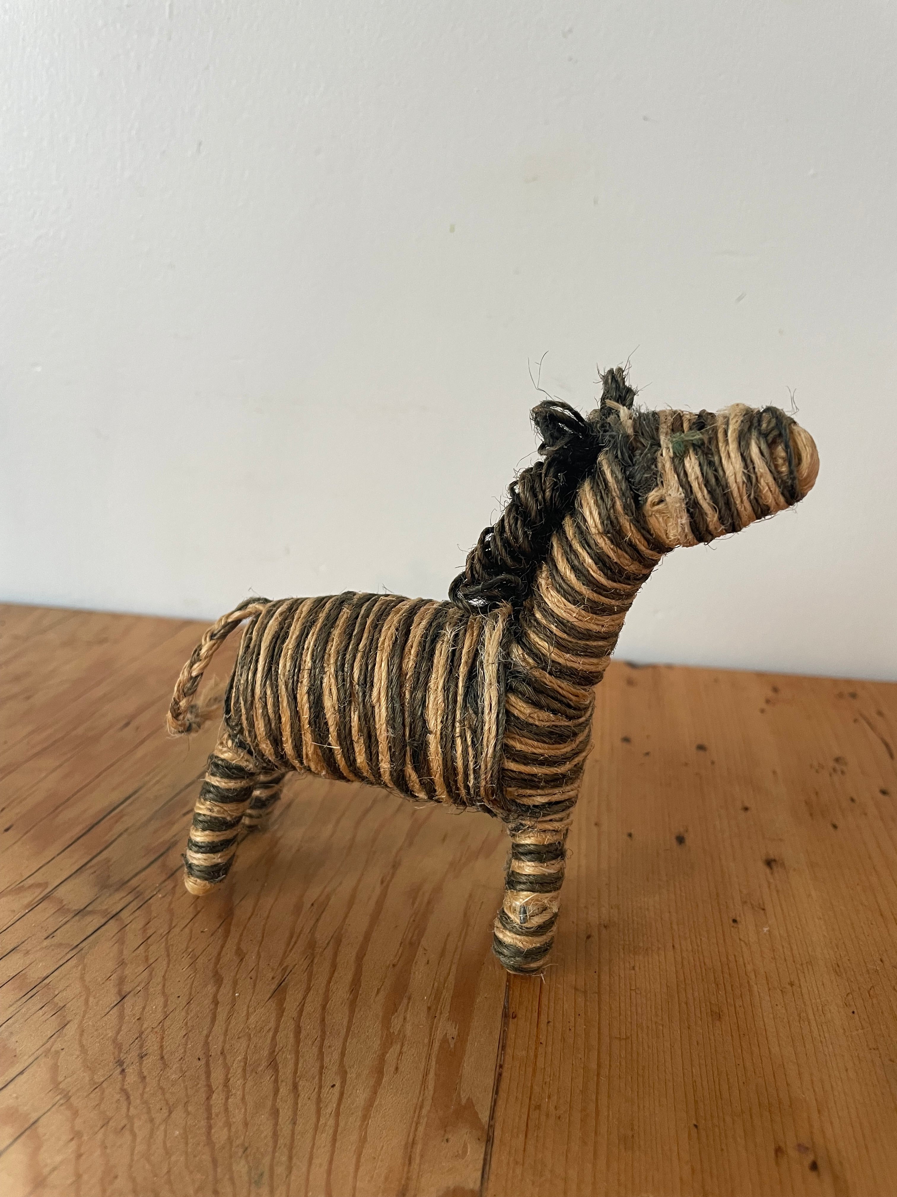 Vintage Folk Art Zebra Figurine