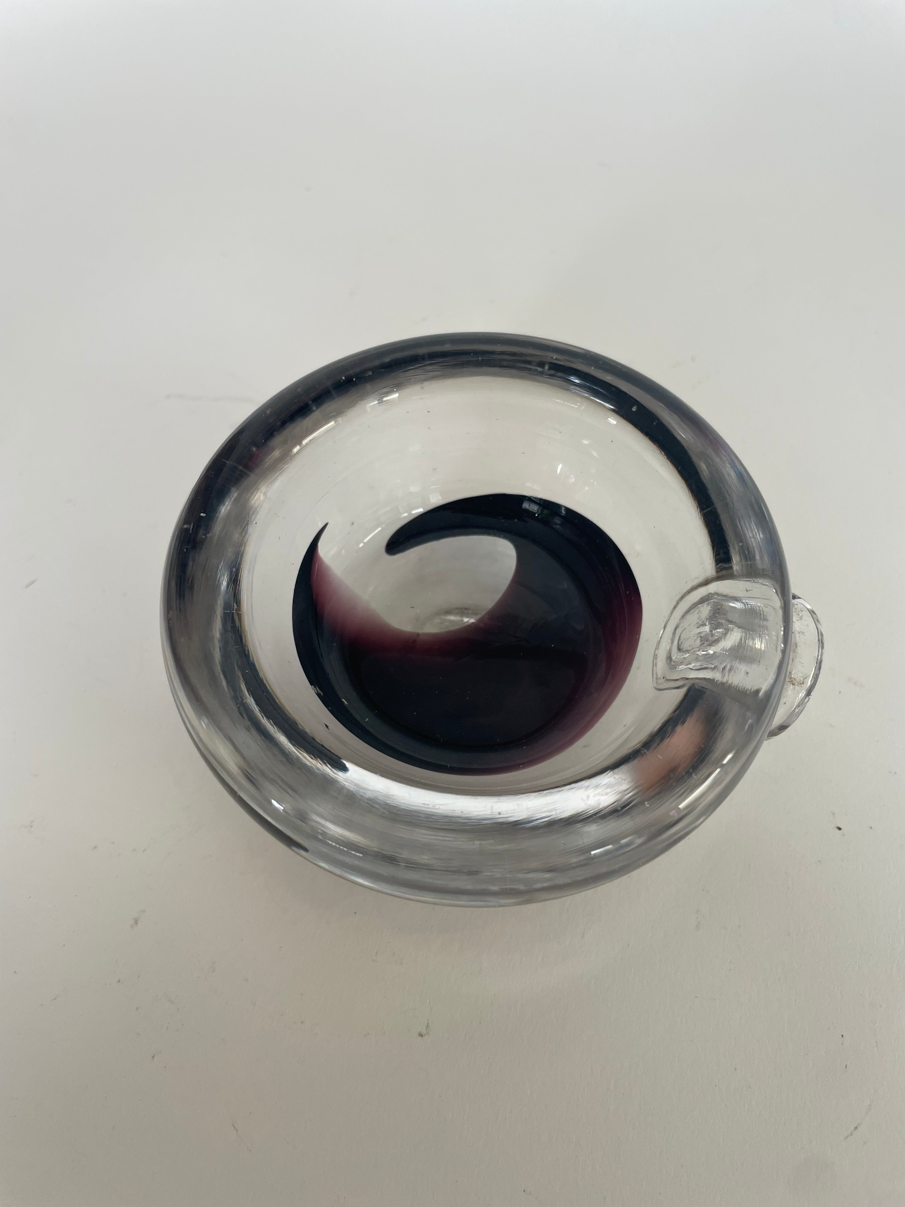 Hand Blown Purple Swirl Art Glass Vessel