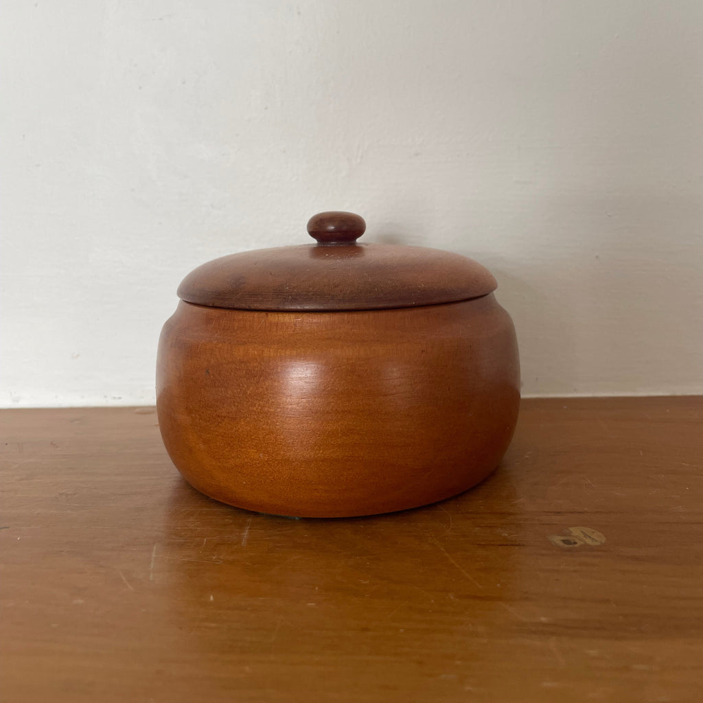 Round Wooden Lidded Vessel