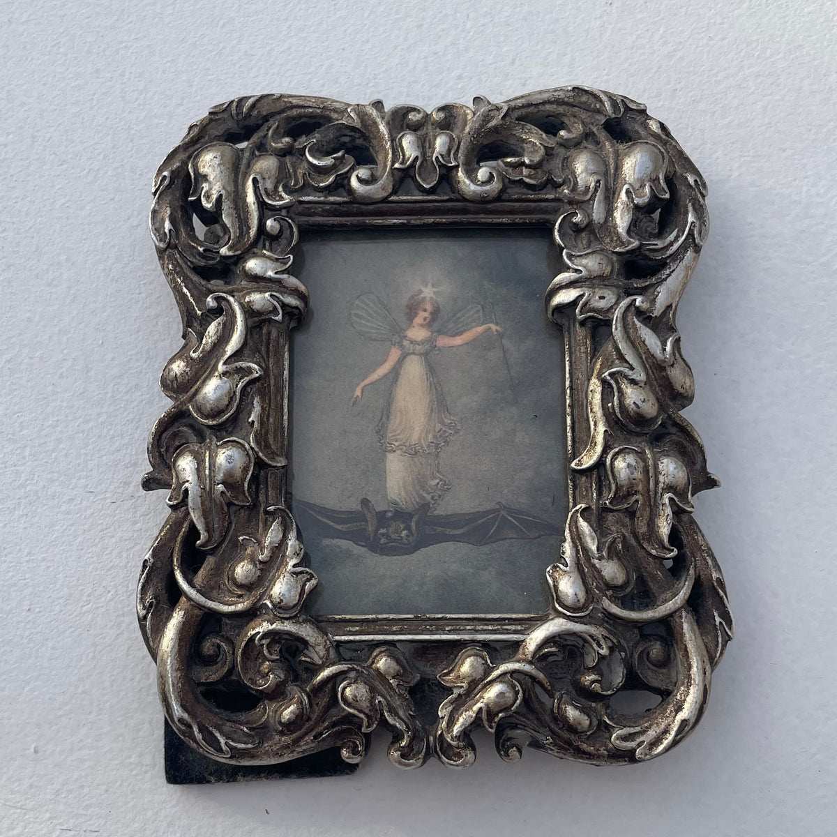 Fairy On A Bat In Ornate Standing Frame.
