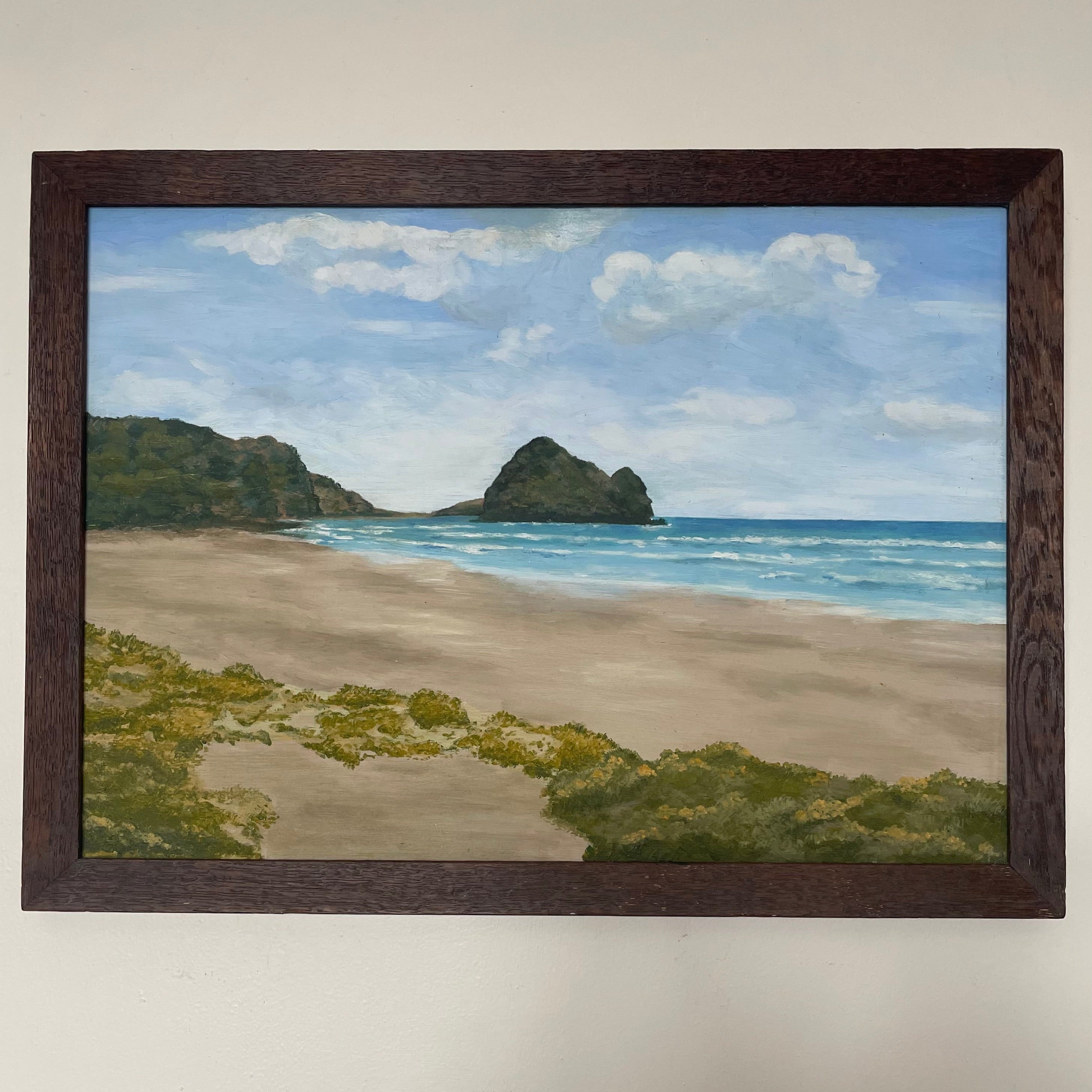 Beach Painting With Oak Frame