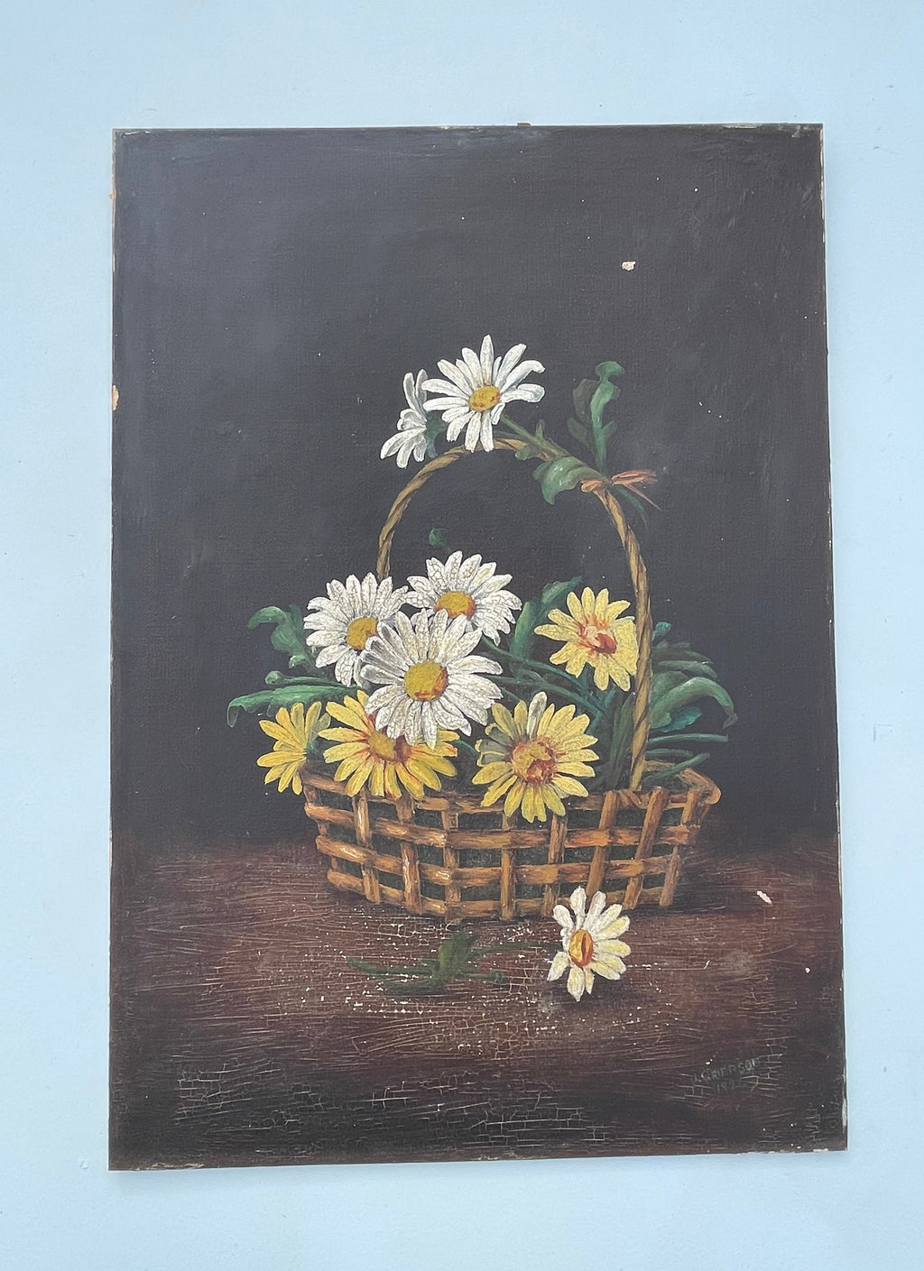 Antique Painting Sunflowers 1926