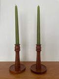 Vintage Wooden Candle Holder Pair