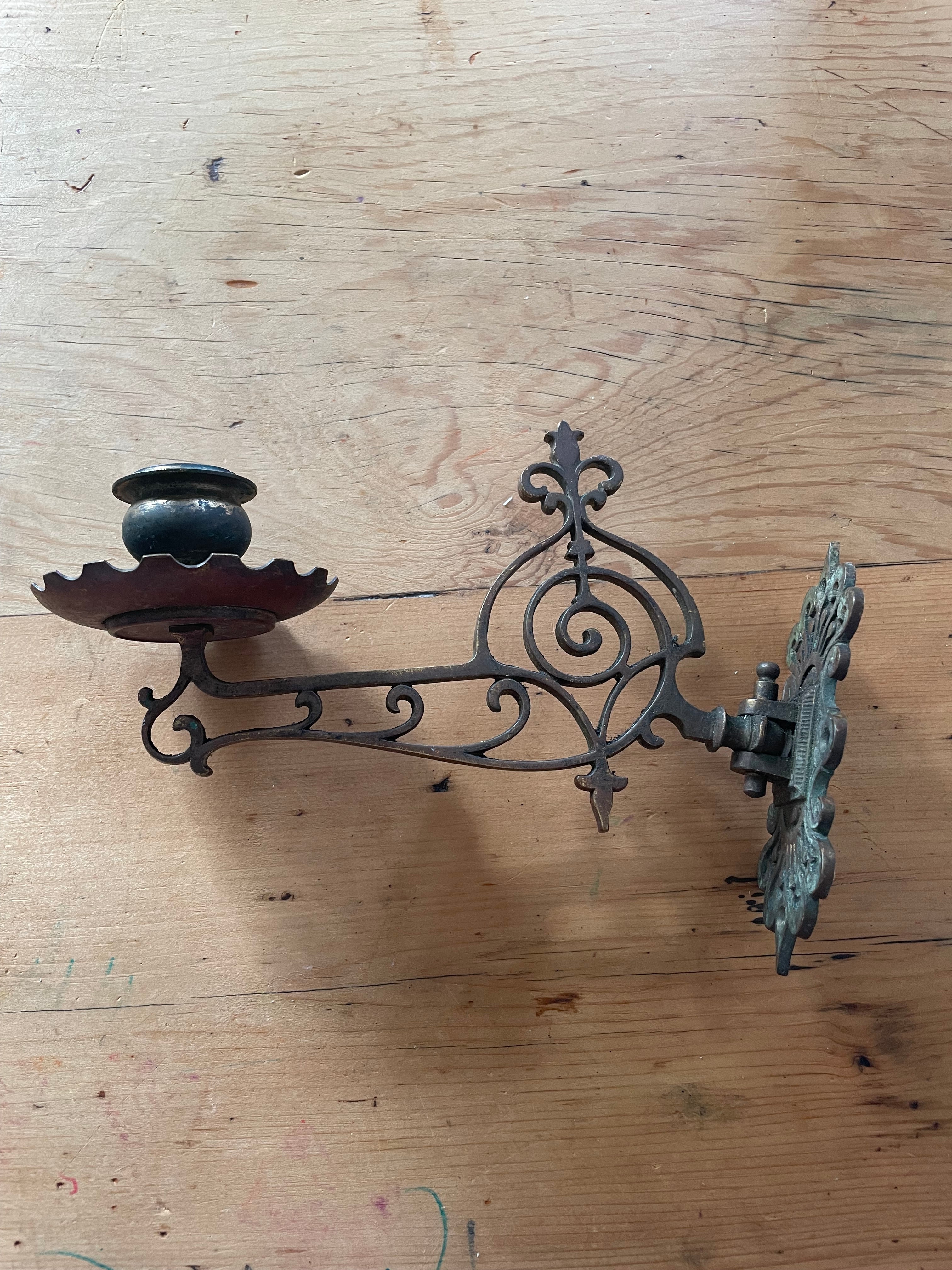 Victorian Gothic Brass Wall Sconce