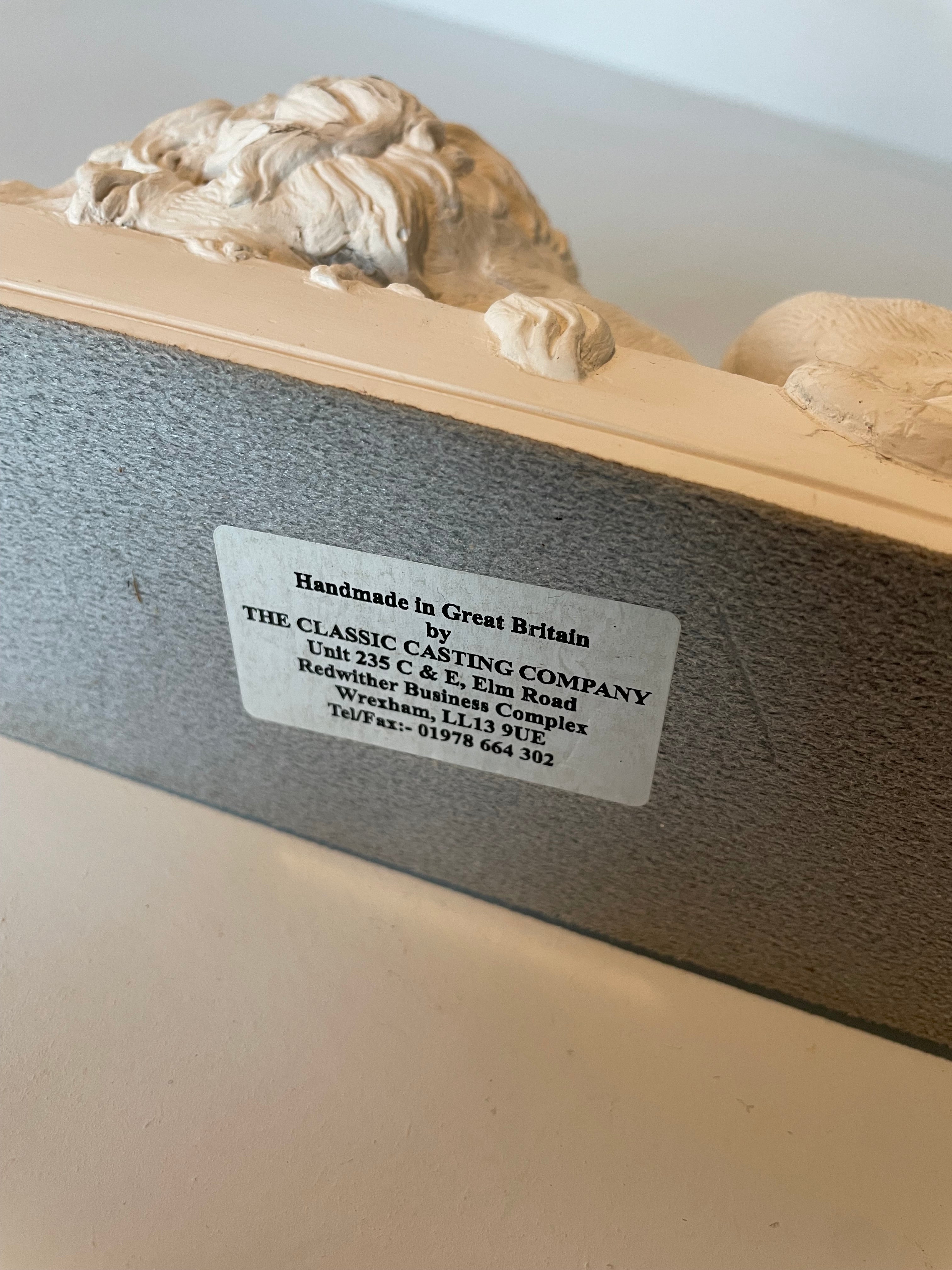 Vintage Sleeping Lion Stone Statue