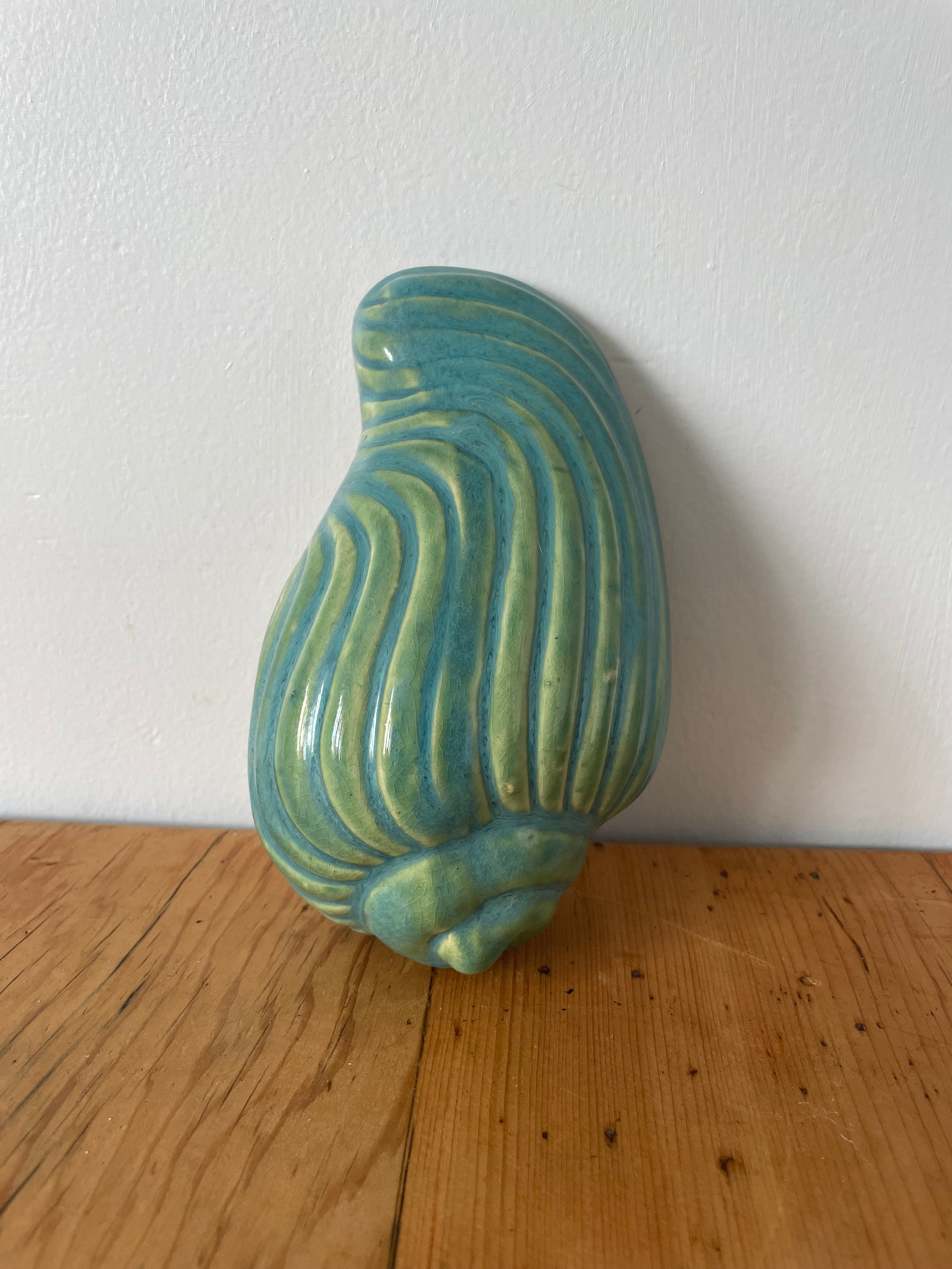 Green Glazed Pottery Shell