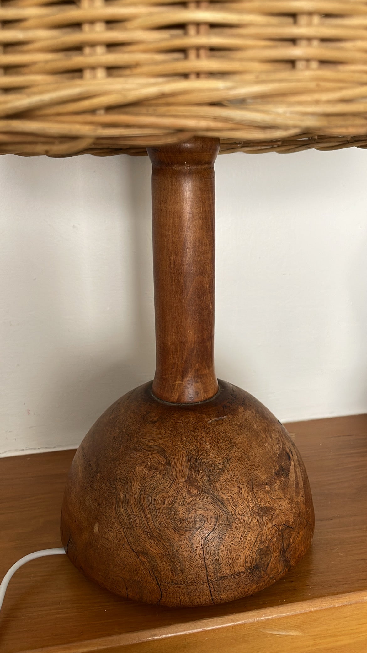 Large Vintage Lamp With Cane Shade
