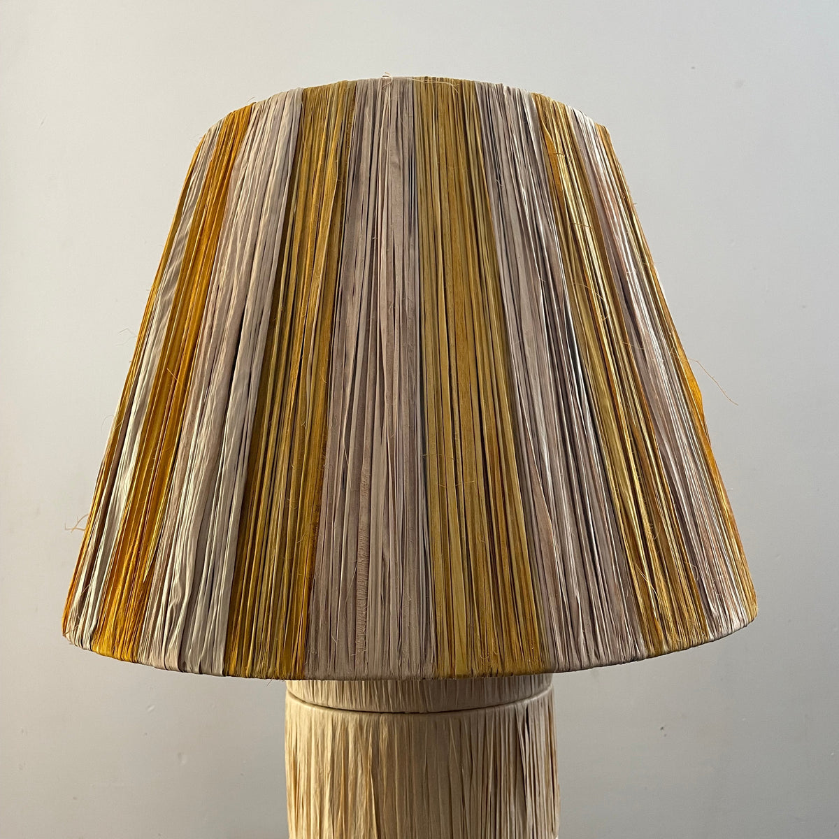 Mustard Stripe Raffia Lamp