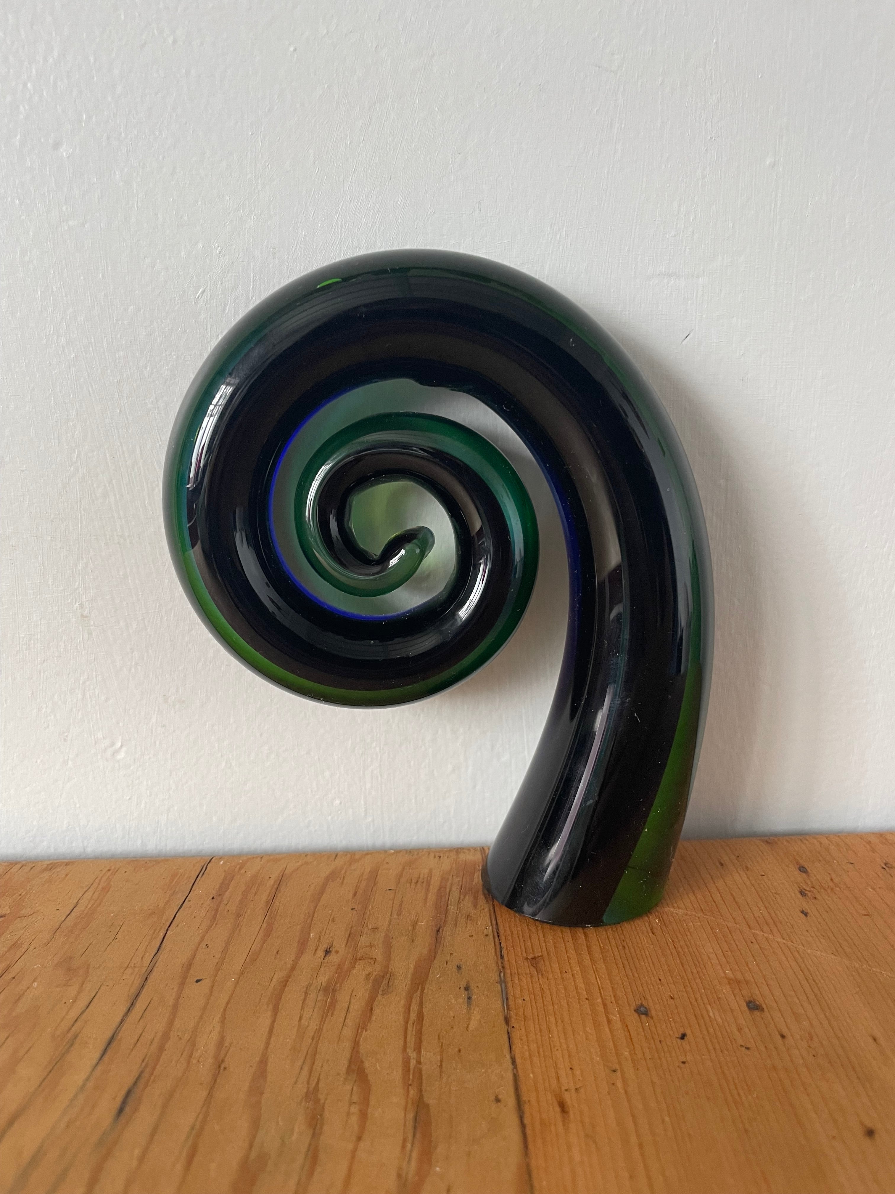 Handblown Glass Koru Paperweight