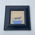 Folk Art Cat On Blue Bowl Print