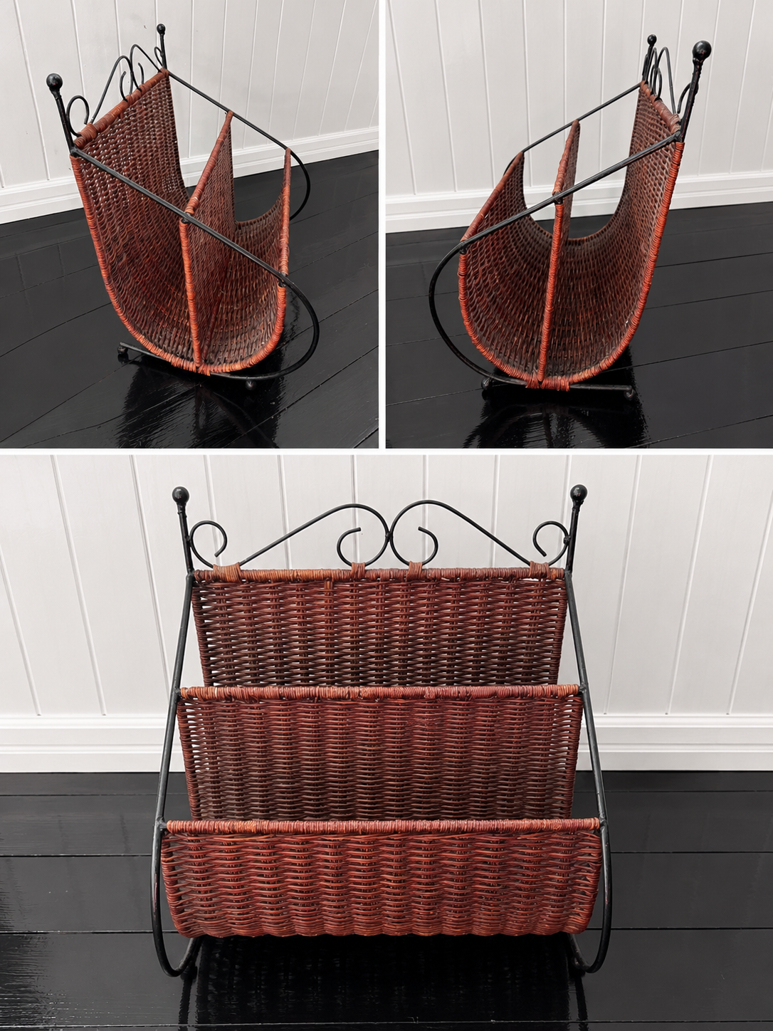 Rattan & Metal Magazine Stand