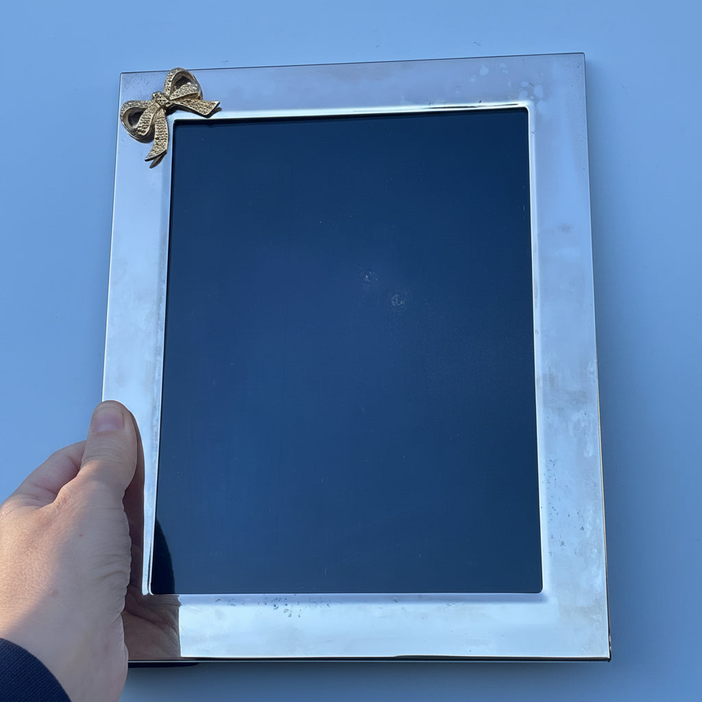 Vintage Silver Plated Frame With Bow