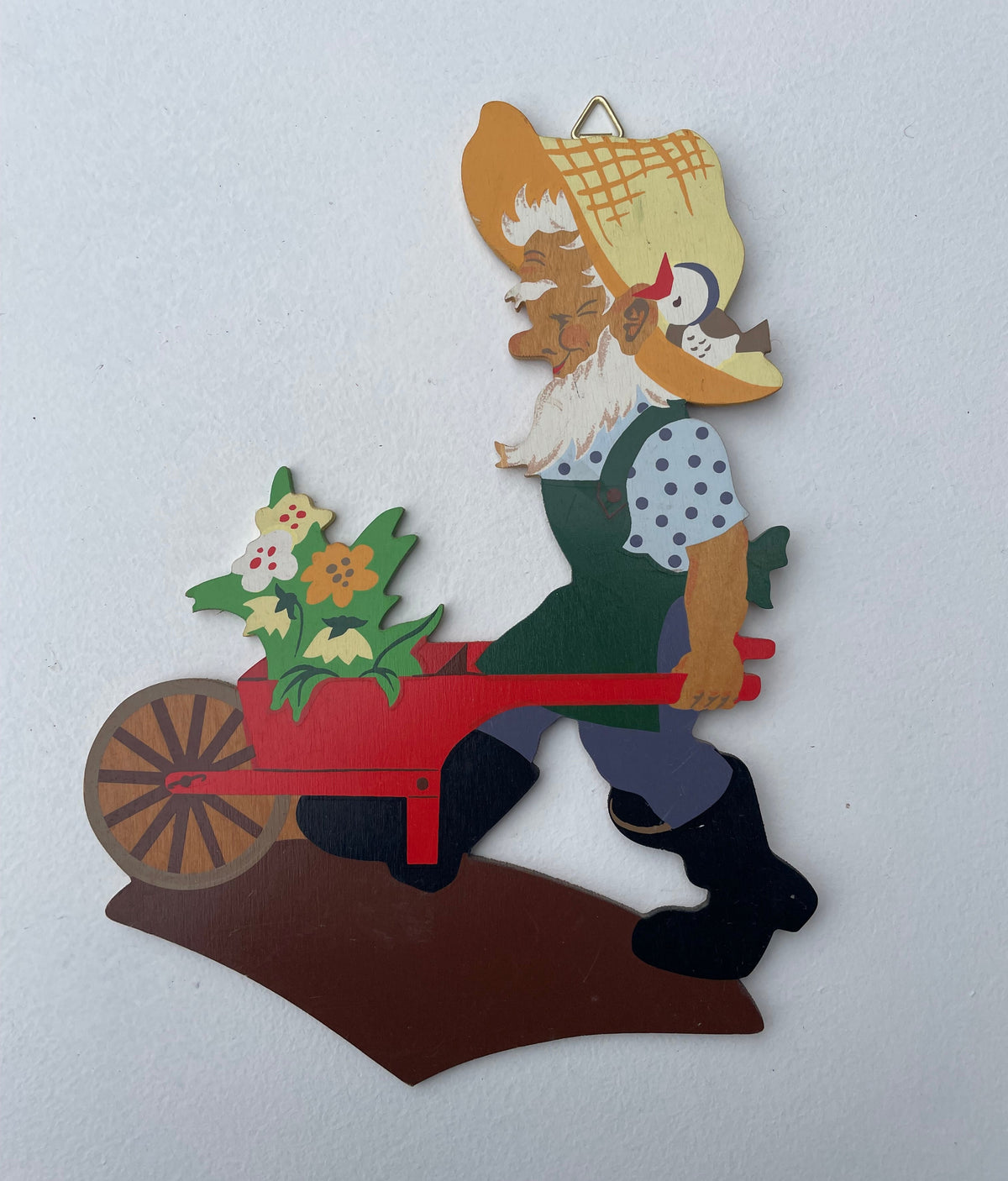 Folk Art Man With Wheelbarrow Wall Art