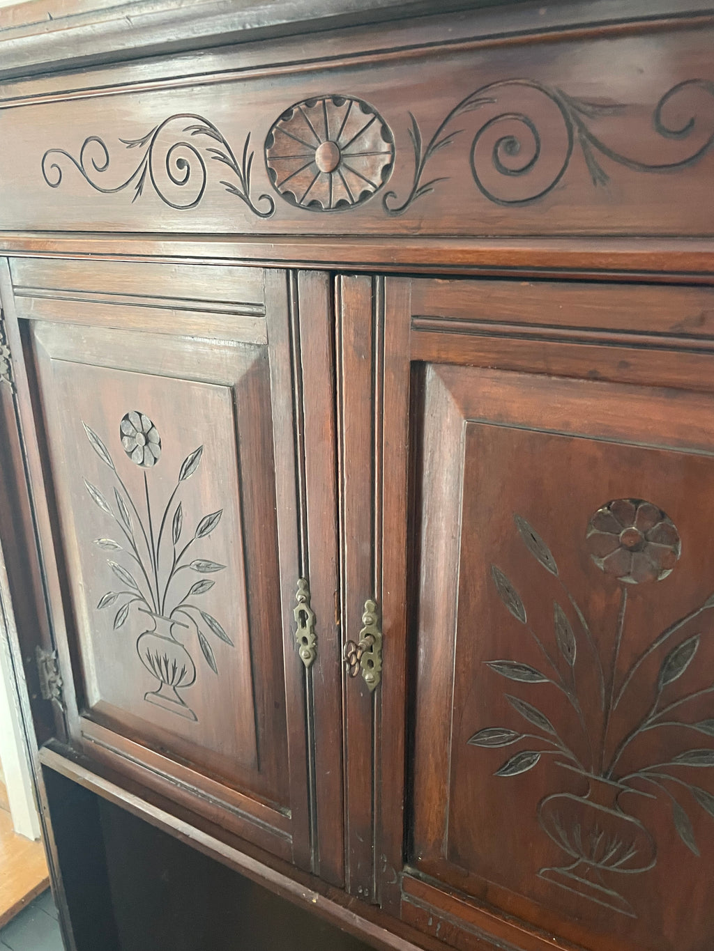 Antique Carved Corner Cabinet