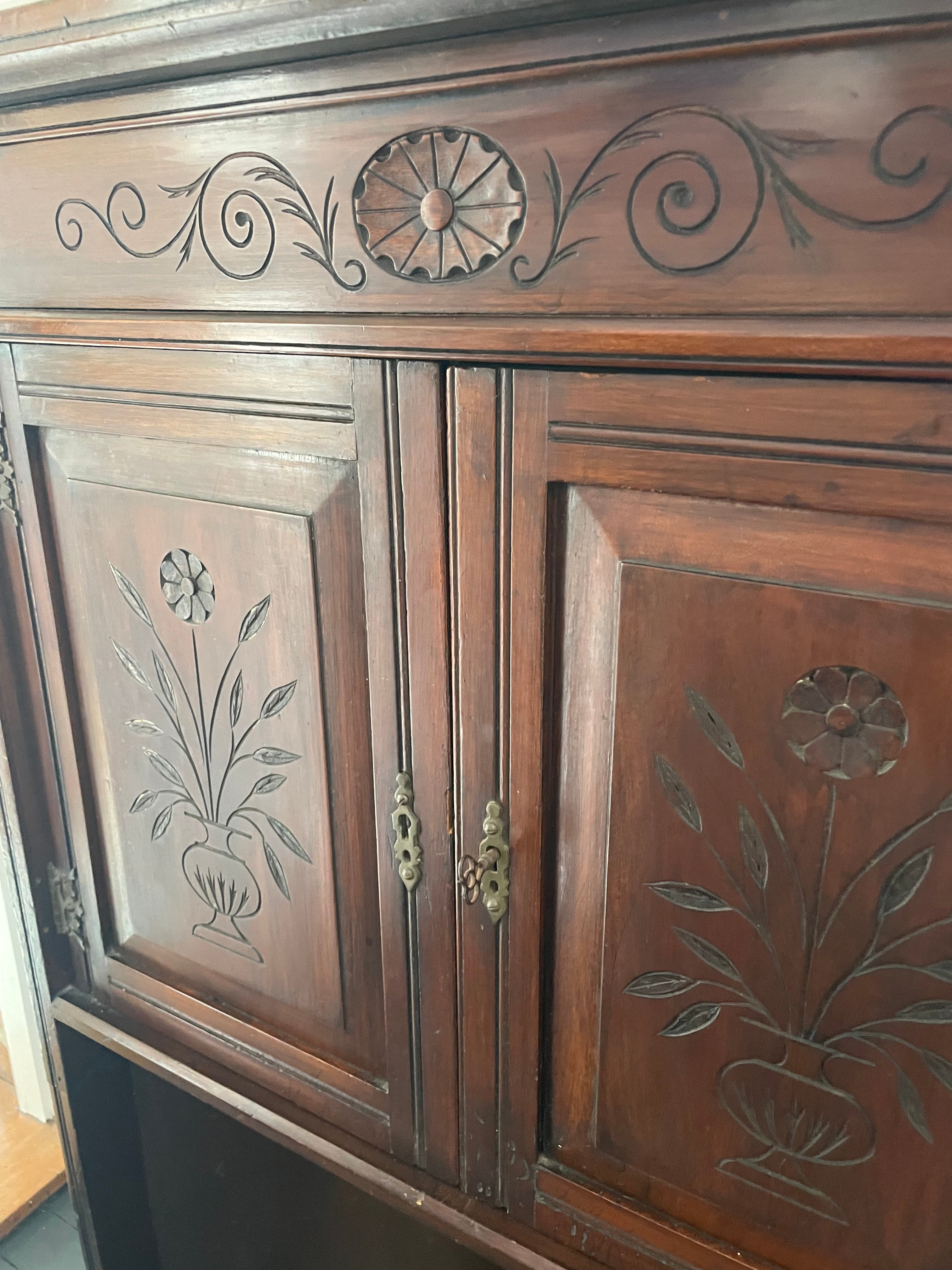 Antique Carved Corner Cabinet
